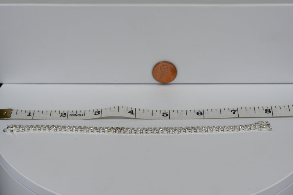 Sterling Silver Colorless Cubic Zirconia Box Clasp Bracelet