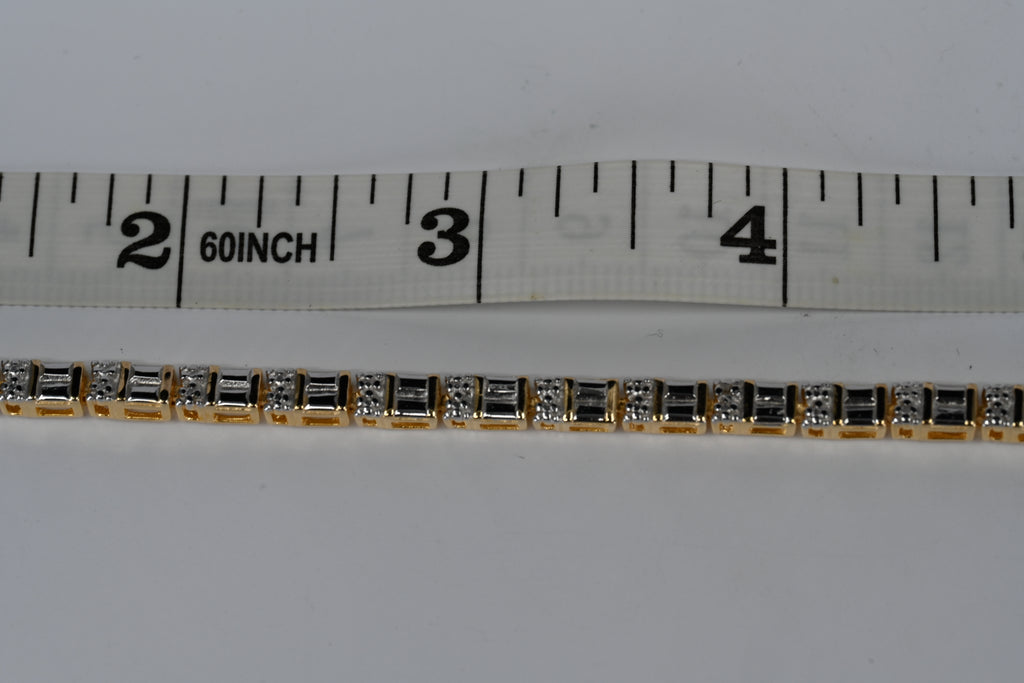 Sterling Silver Yellow Colorless Cubic Zirconia Box Clasp Bracelet