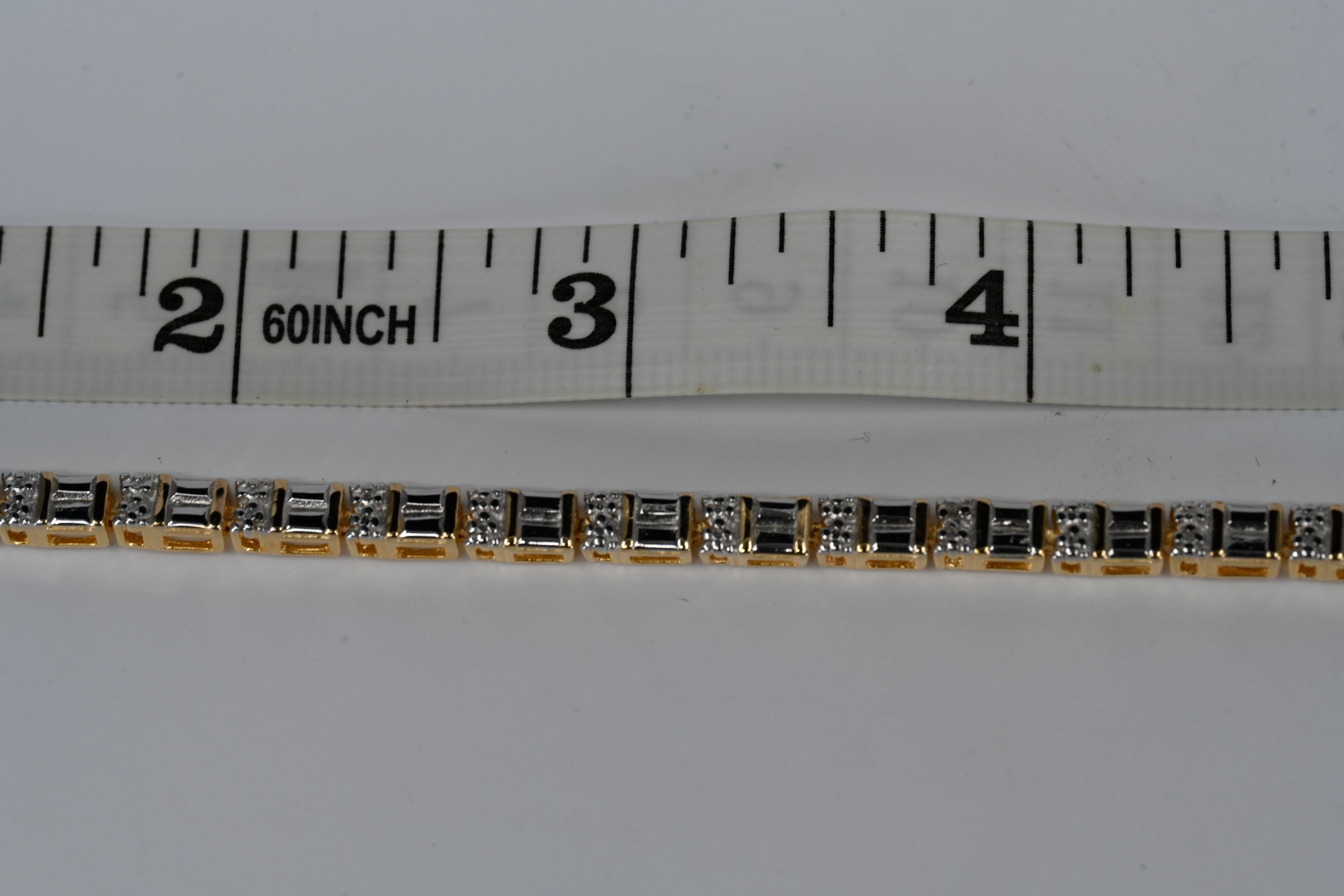 Sterling Silver Yellow Colorless Cubic Zirconia Box Clasp Bracelet