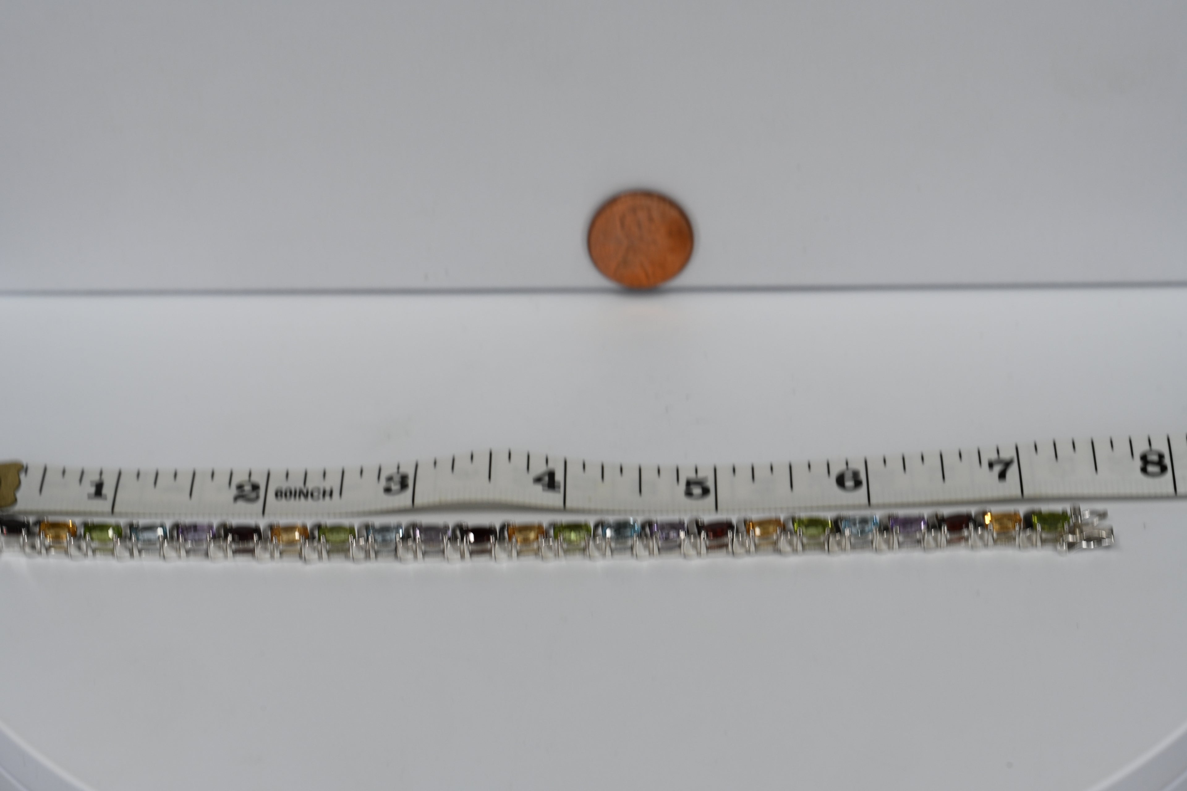 Sterling Silver Multi Colored Stone Box Clasp Bracelet