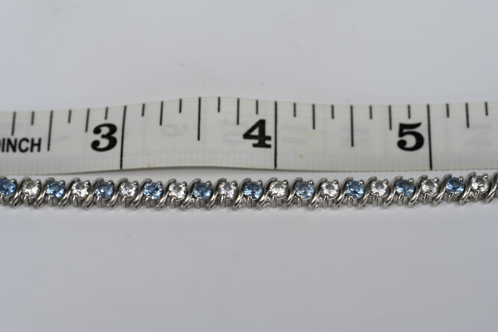 Sterling Silver Blue Stone Colored Stone Box Clasp Bracelet