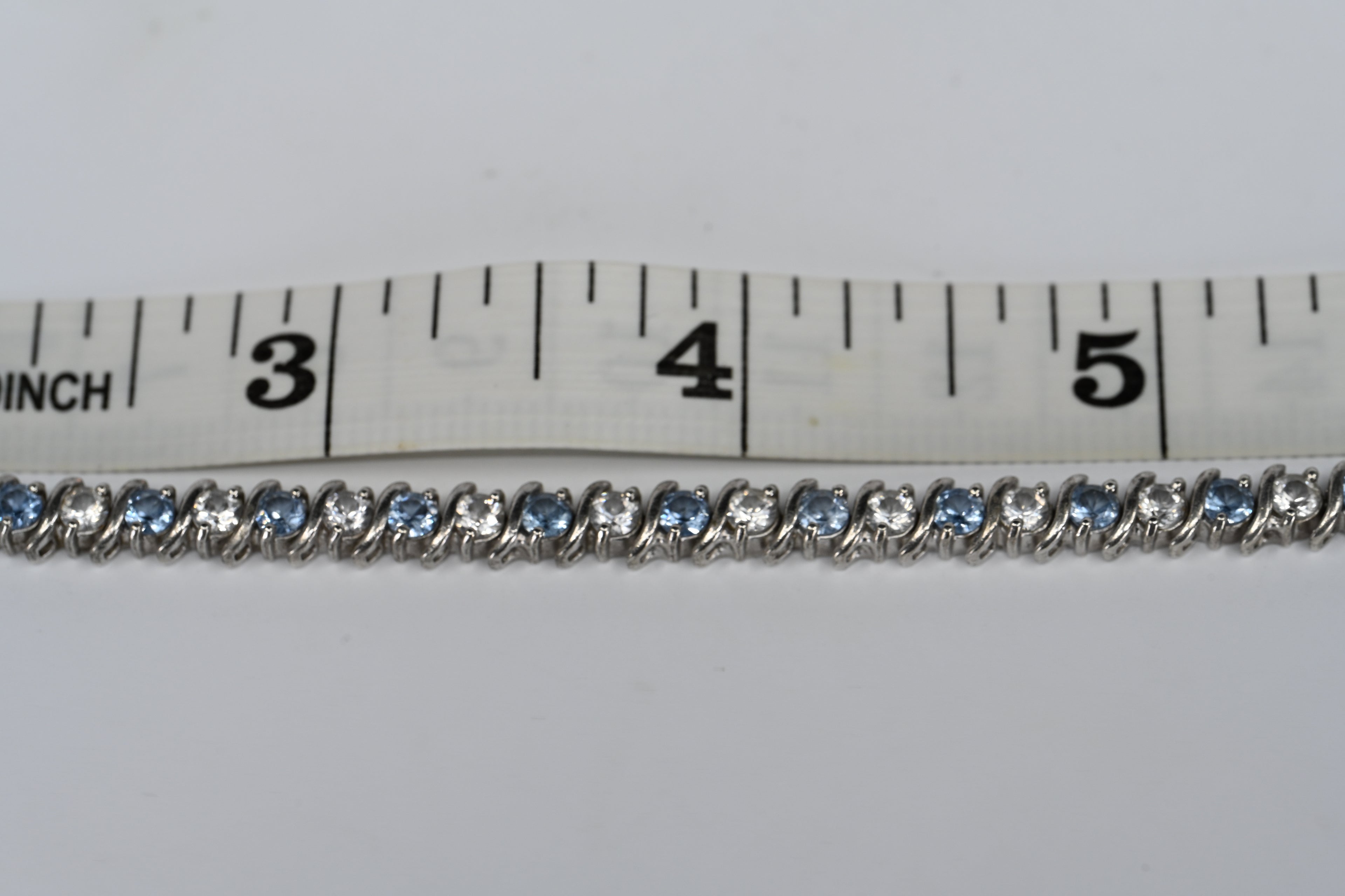 Sterling Silver Blue Stone Colored Stone Box Clasp Bracelet