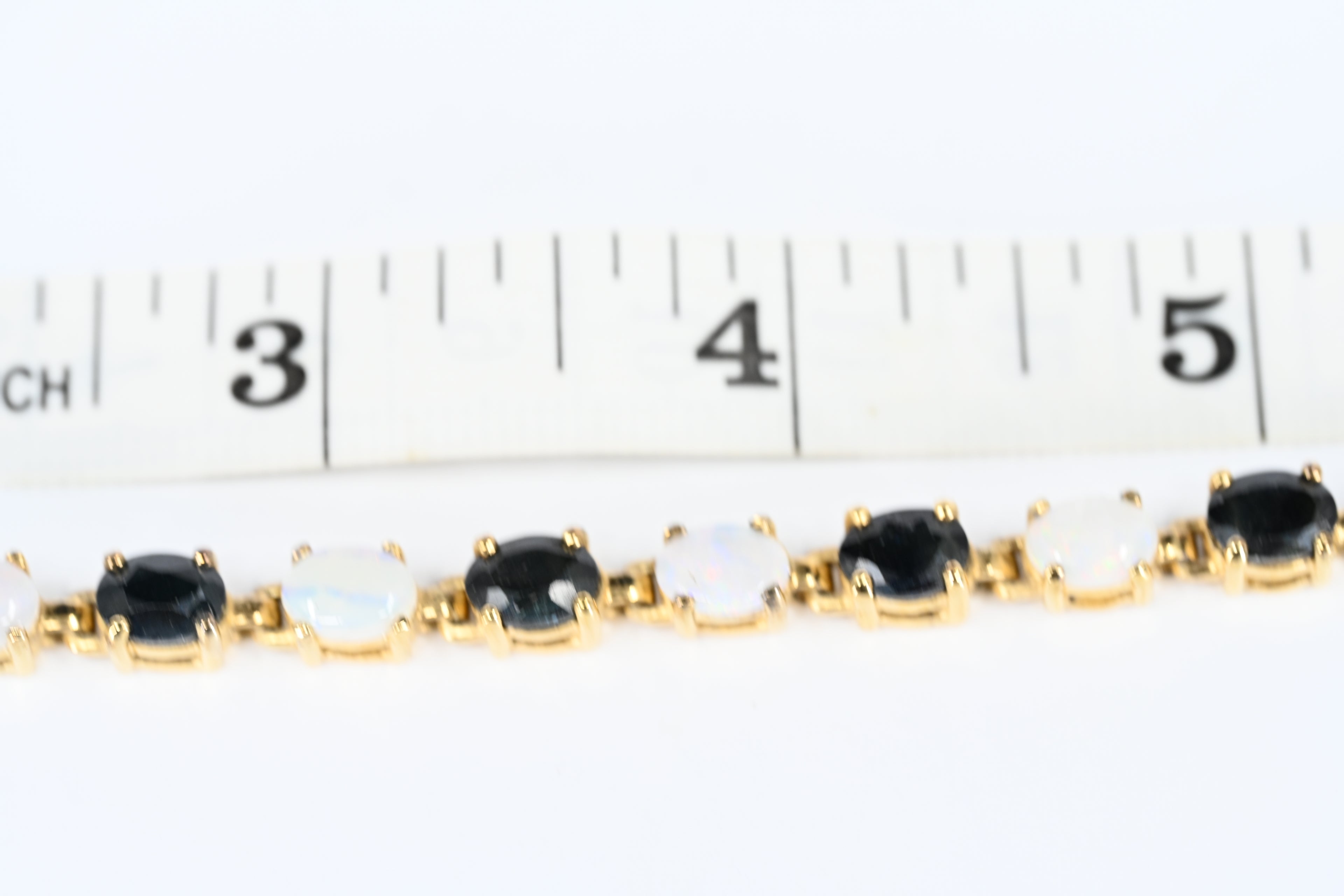 Sterling Sliver Yellow Colored Opal an Blue Colored Stone Box Clasp Bracelet