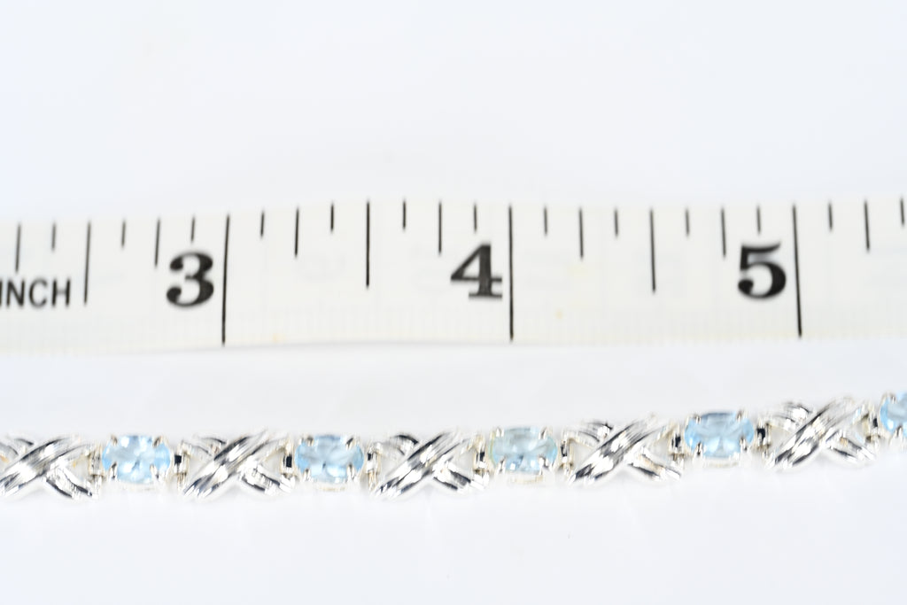 Sterling Silver Blue Stone Box Clasp Bracelet