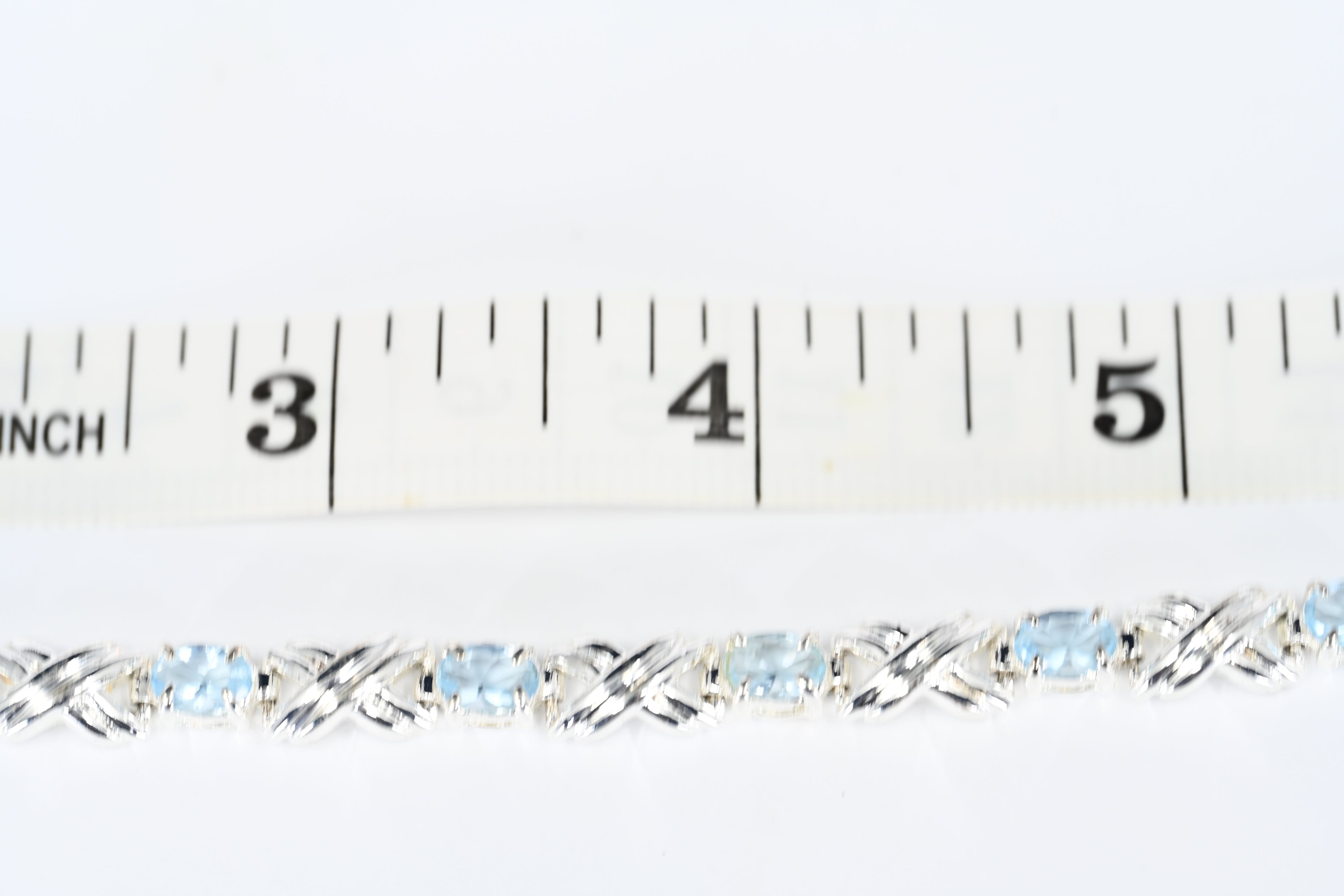 Sterling Silver Blue Stone Box Clasp Bracelet