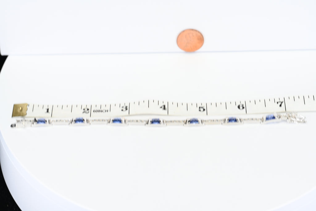 Sterling Silver Blue Stone Box Clasp Bracelet