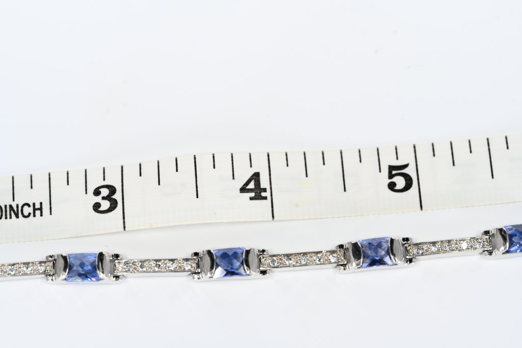 Sterling Silver Blue Stone Box Clasp Bracelet