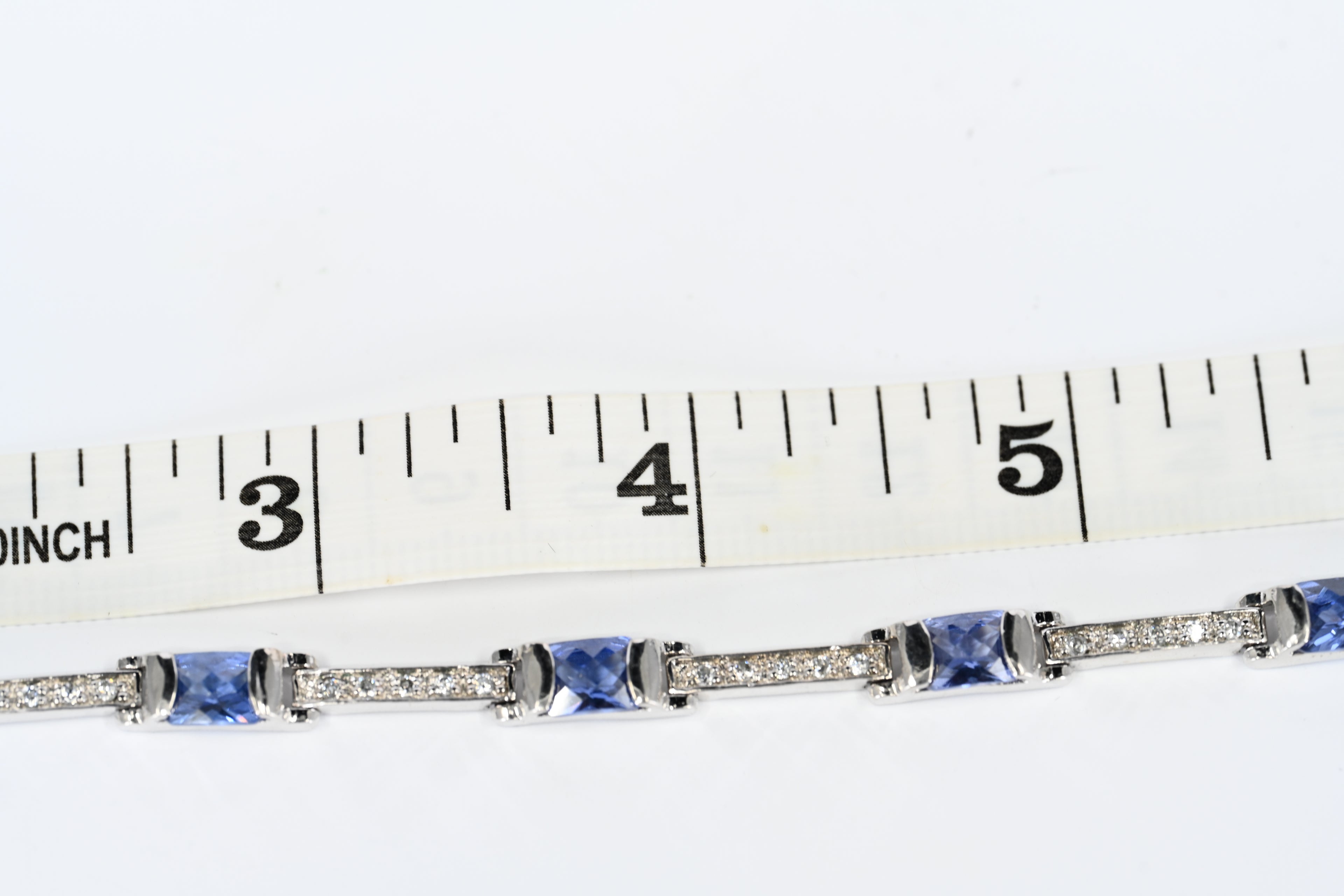 Sterling Silver Blue Stone Box Clasp Bracelet