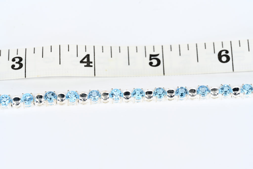 Sterling Silver Blue Stone Box Clasp Bracelet