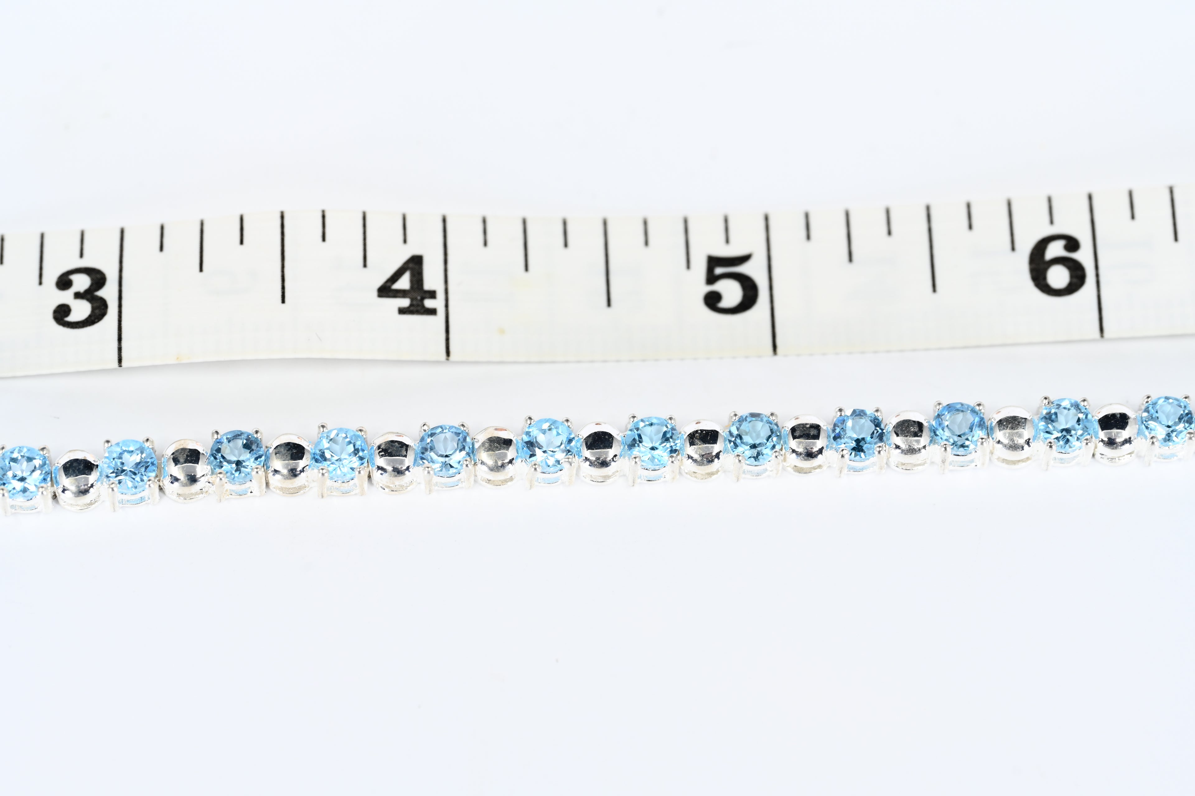 Sterling Silver Blue Stone Box Clasp Bracelet