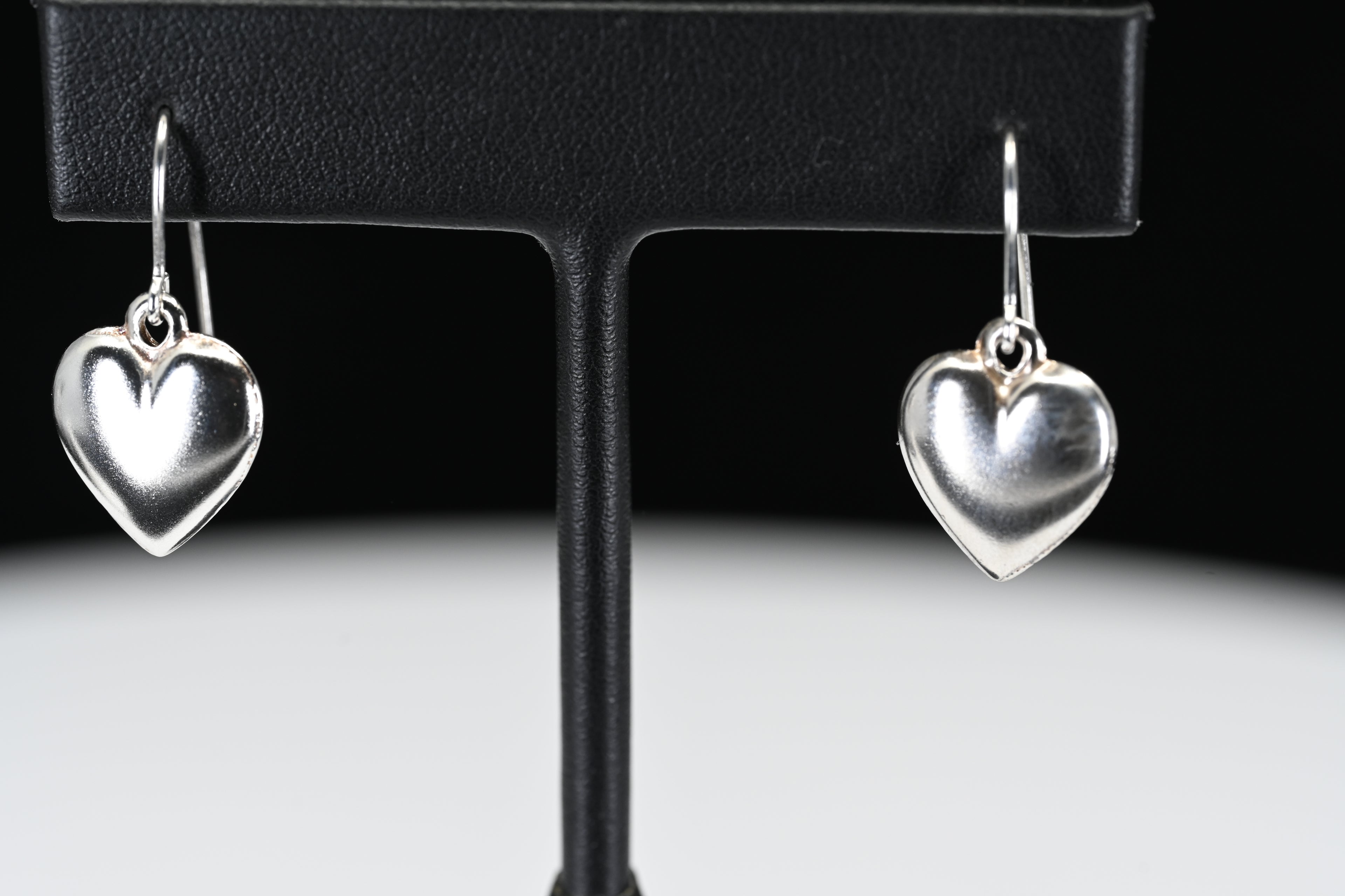 Sterling Silver Heart Shepard Hook Earrings