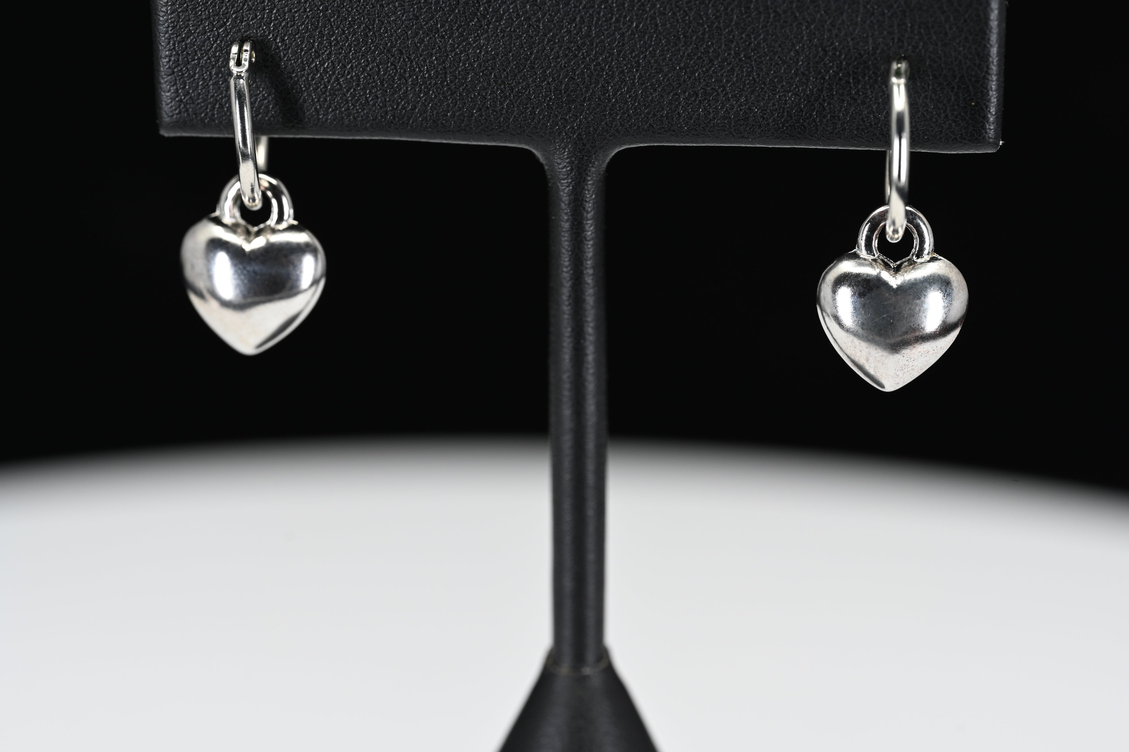 Sterling Silver Hoop Heart Earrings