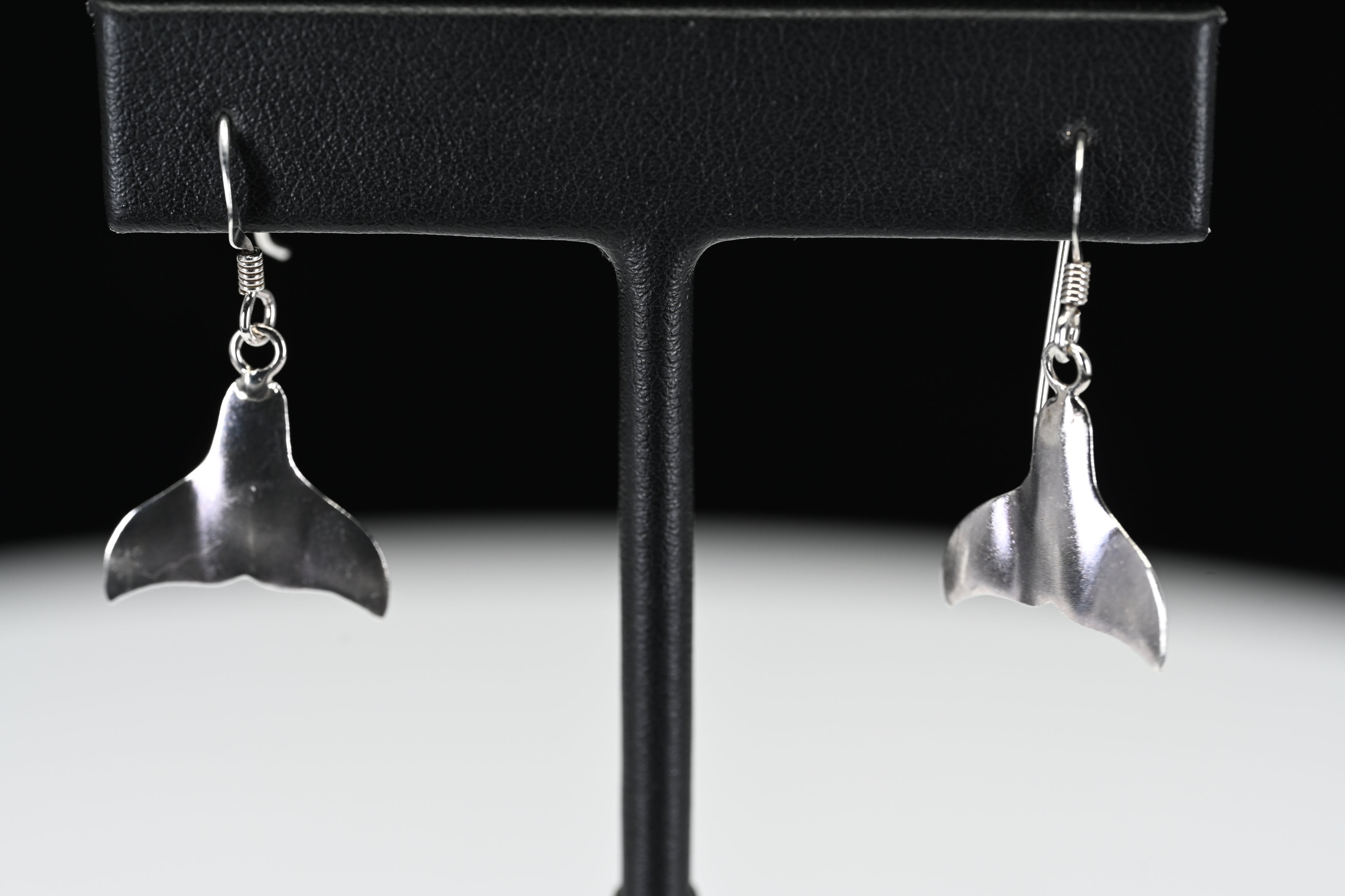 Sterling Silver Whale Tail  Earrings