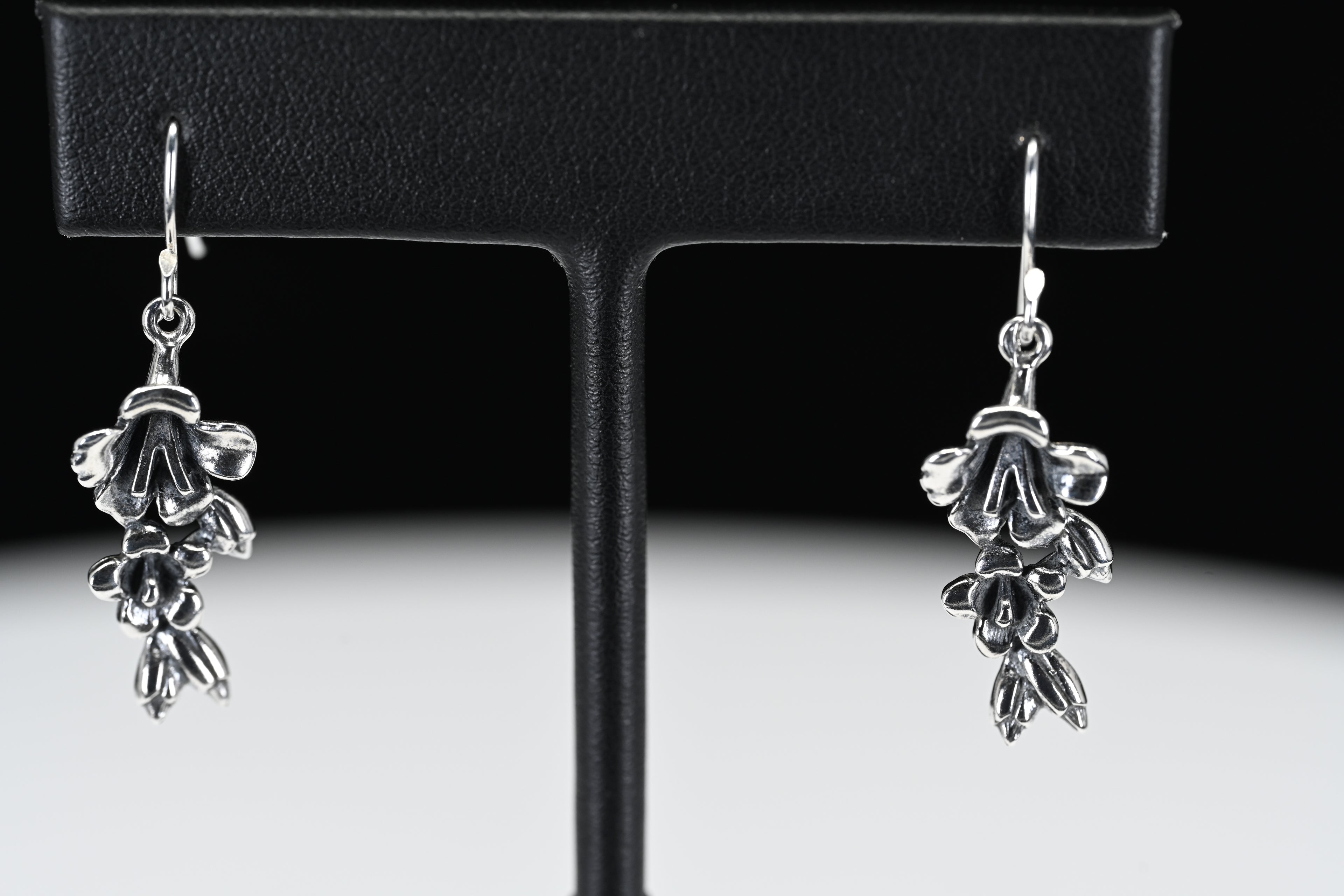 Sterling Silver Floral Dangle Earrings