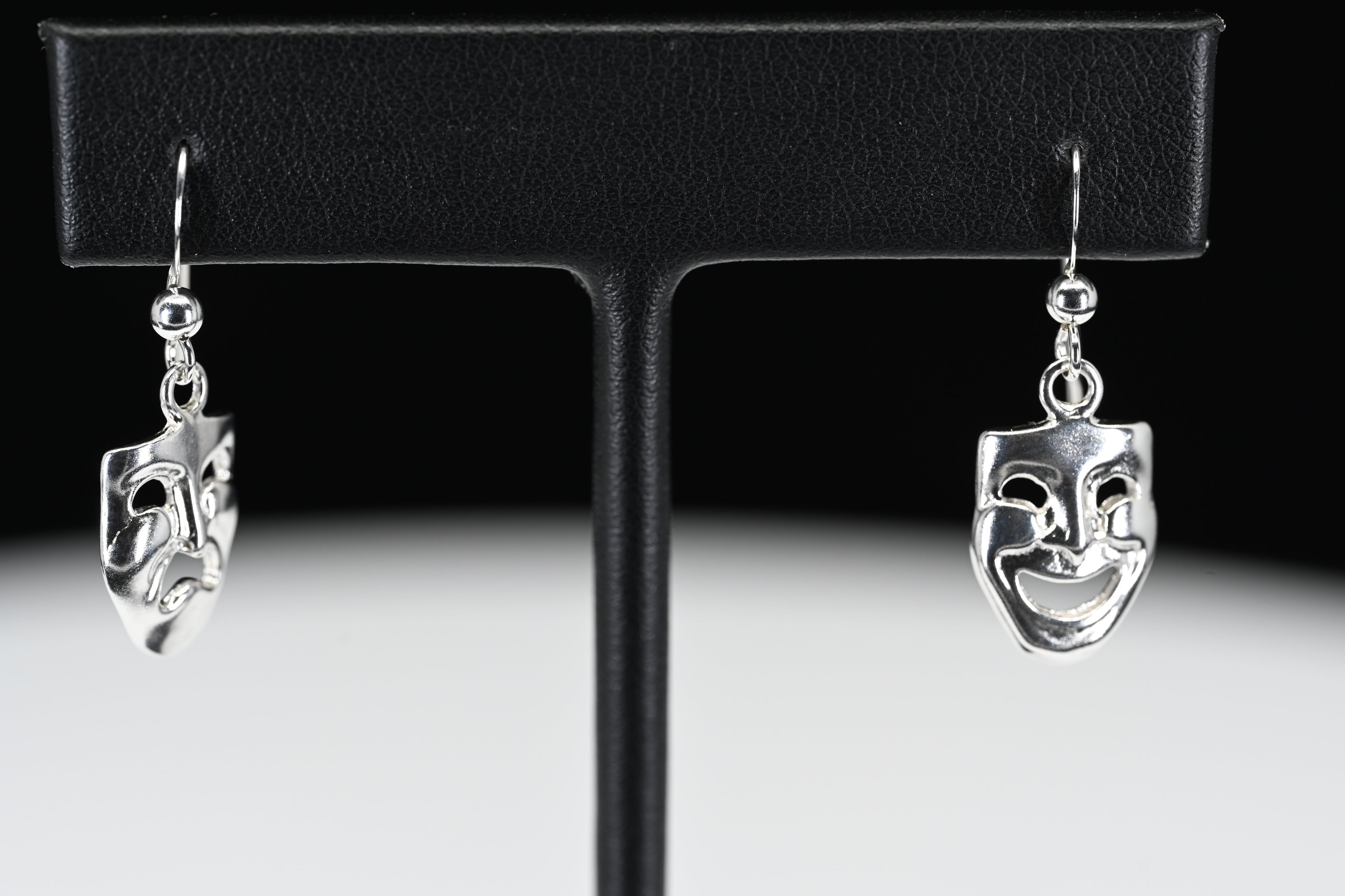 Sterling Silver Theater Mask  Earrings