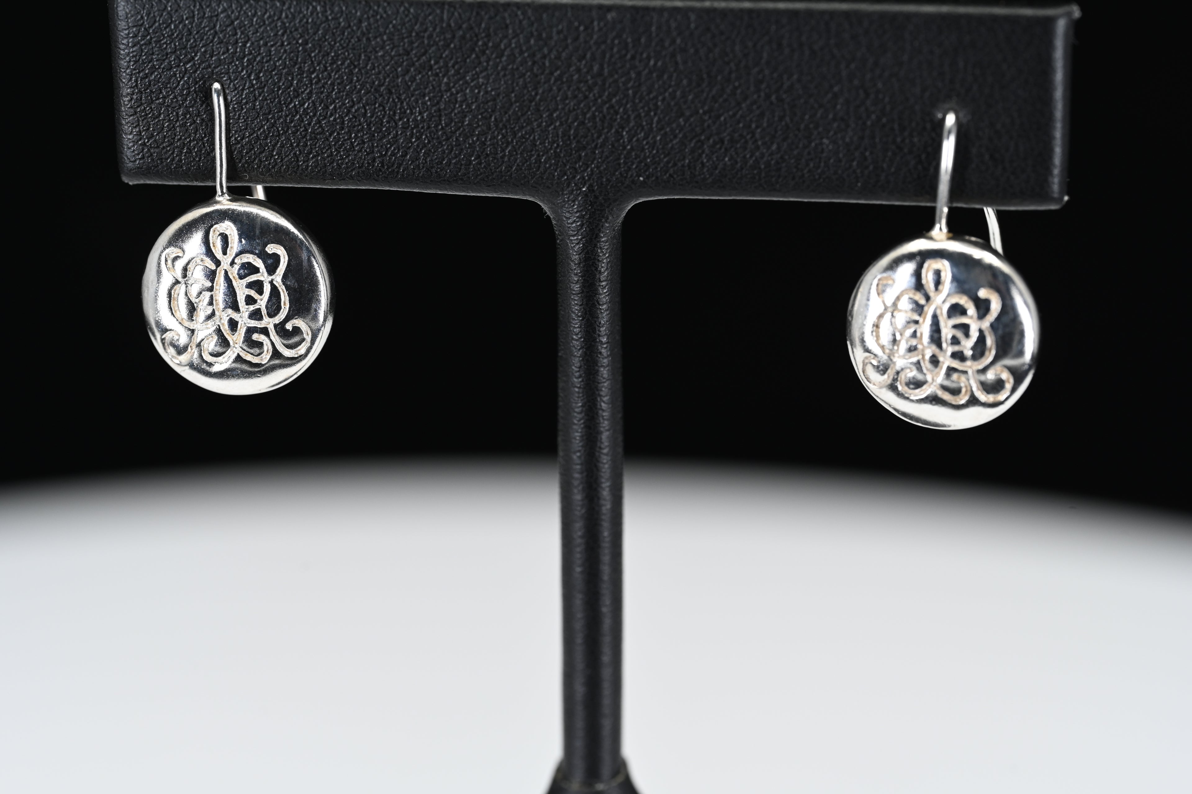 Sterling Silver Round Engraved Earrings