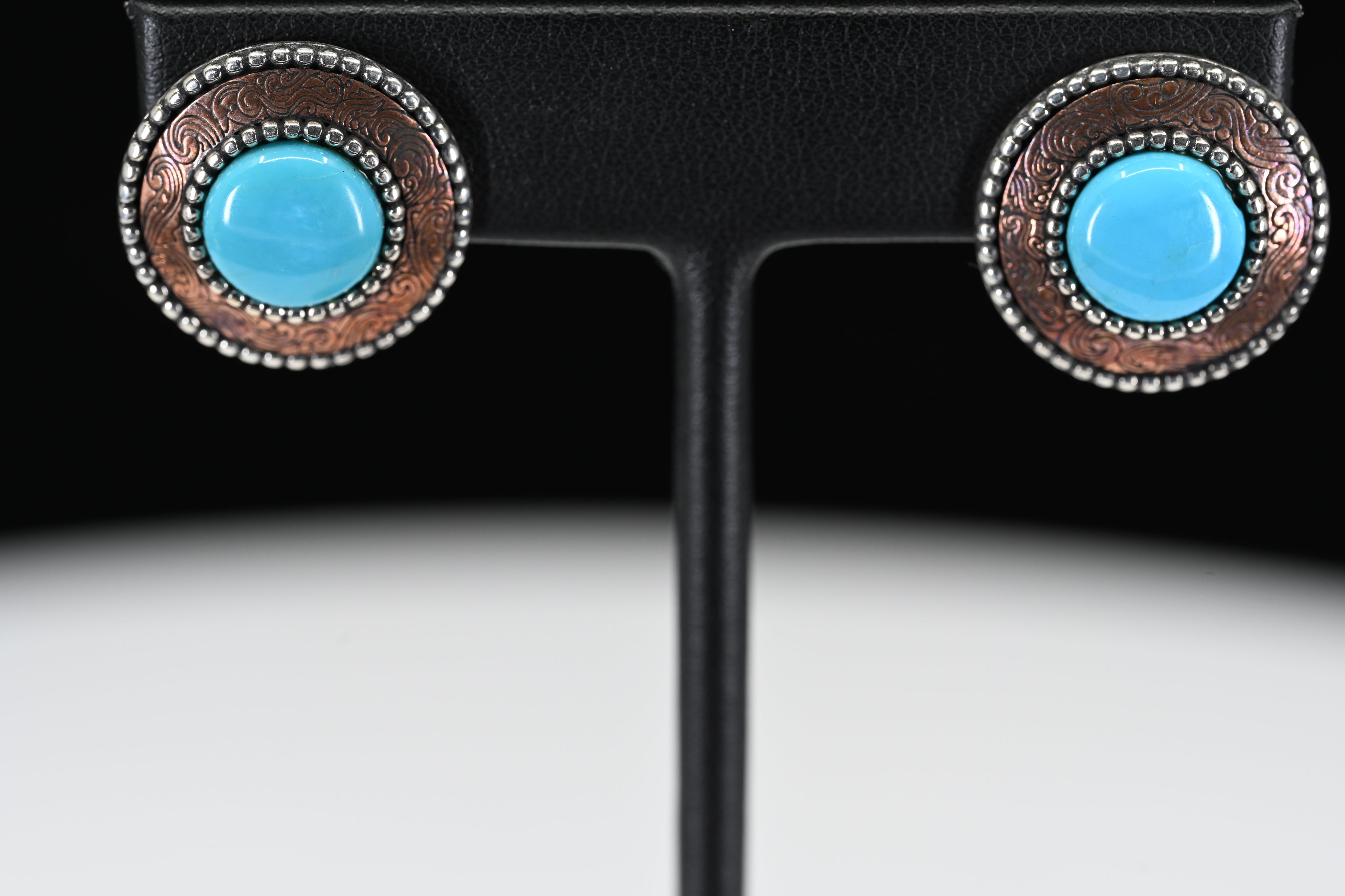 Sterling Silver Round Blue Stone Stud Earrings