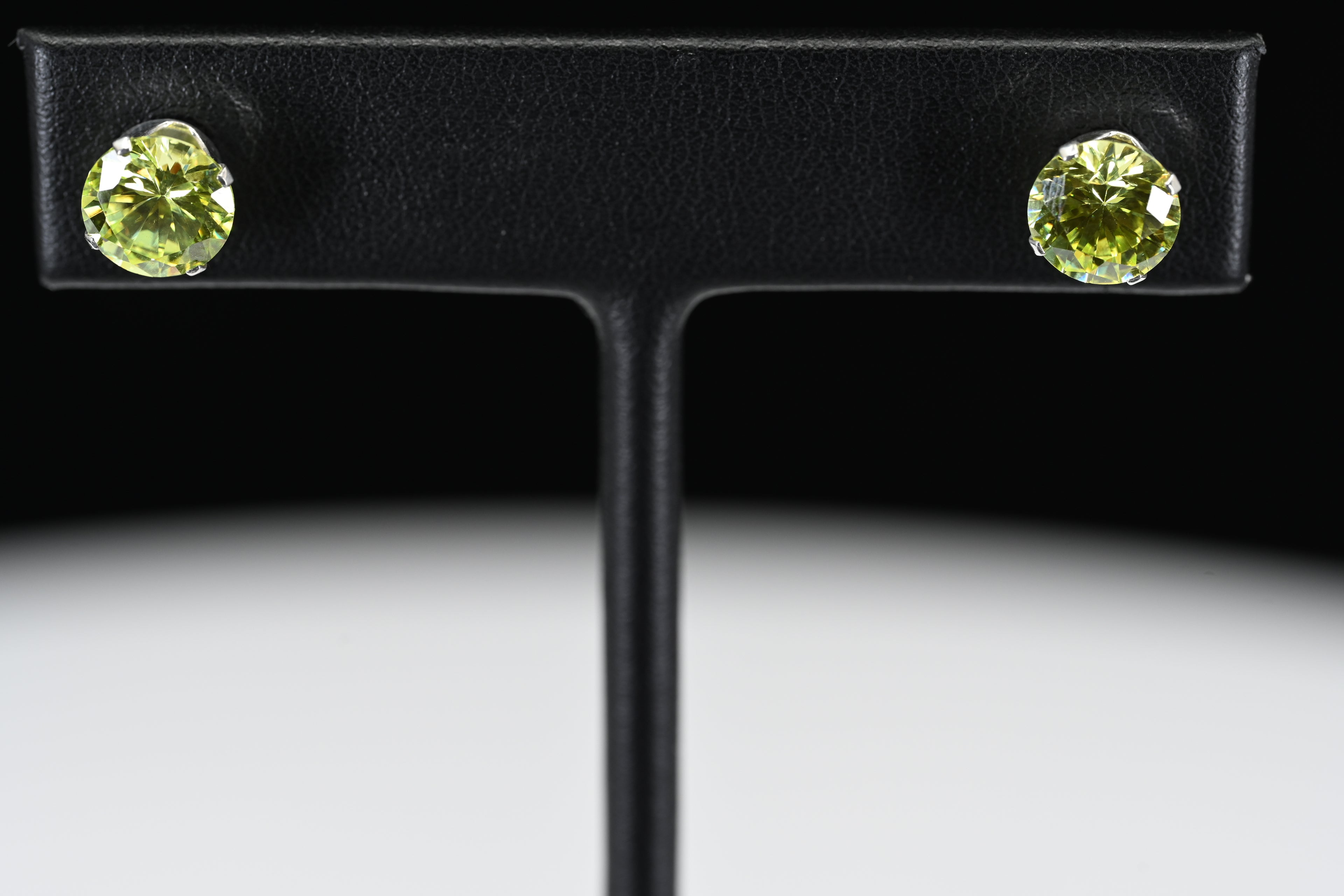Sterling Silver Round Green Stud Earrings