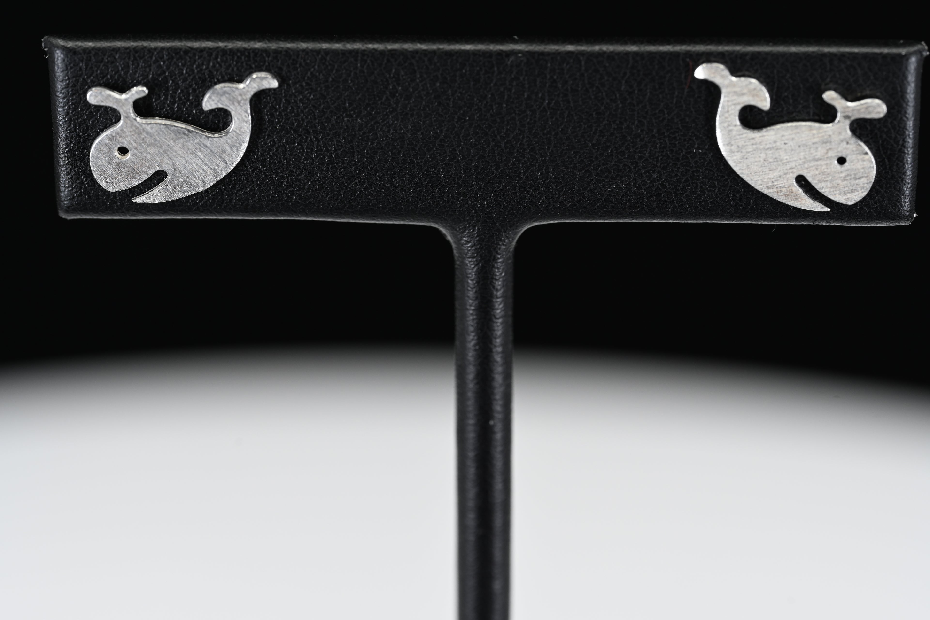 Sterling Silver Whale Stud Earrings