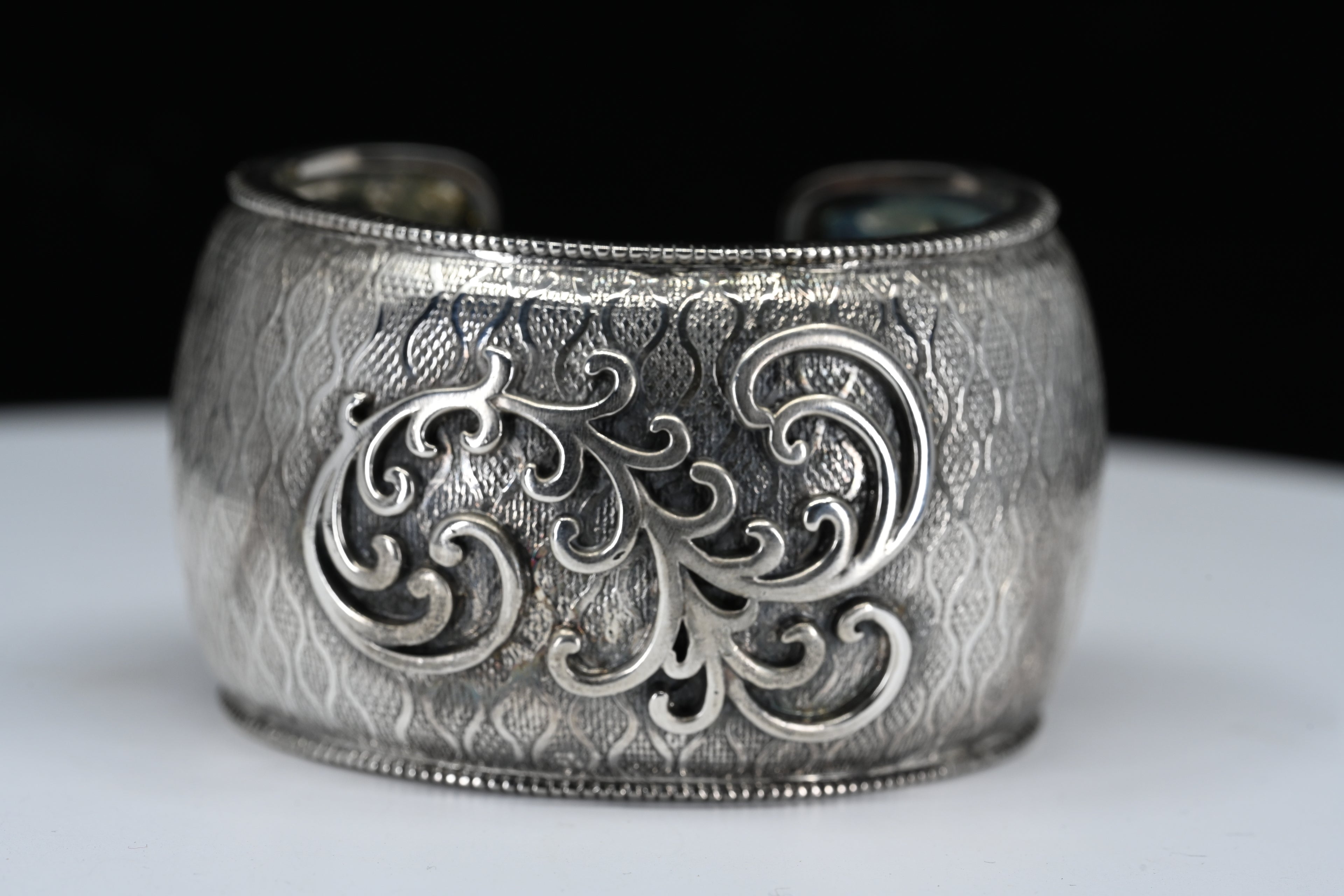 Sterling Silver Scrollwork Waves Cuff Bracelet