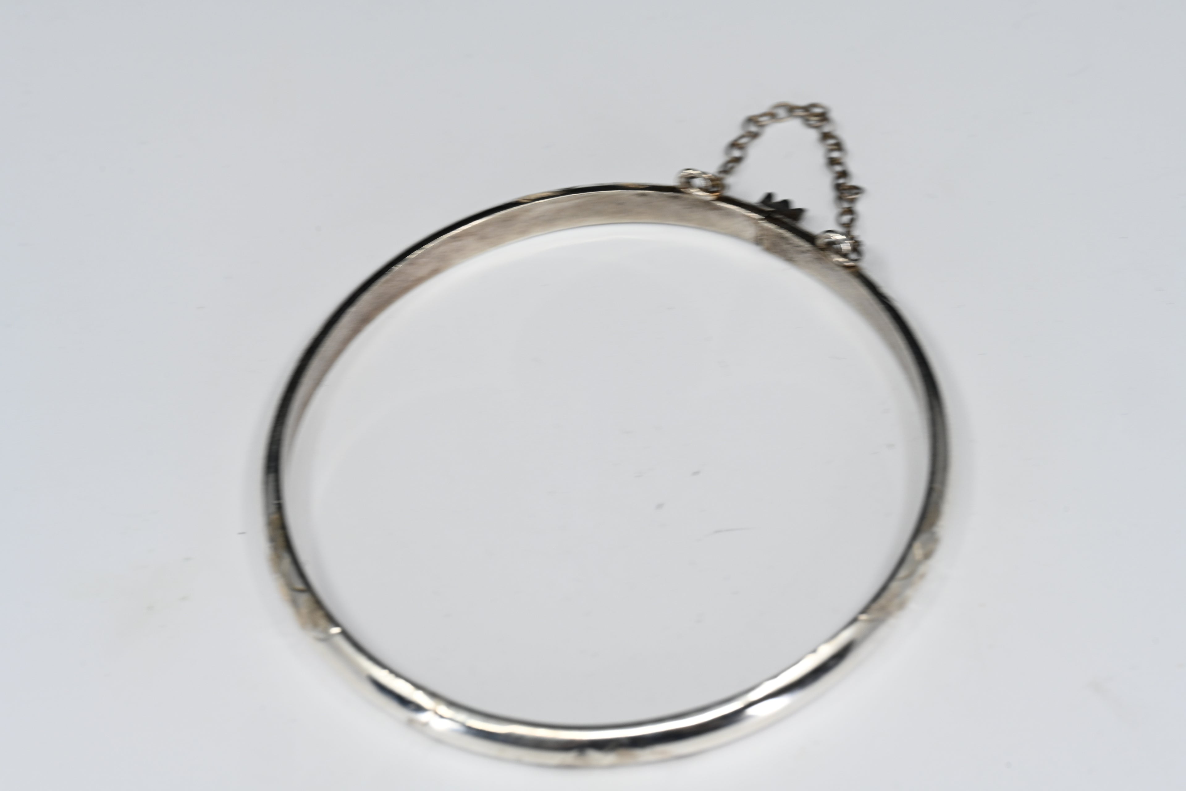 Sterling Silver Floral Hinged Bangle Bracelet