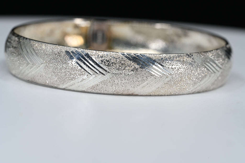 Sterling Silver Textured Hinged Bracelet