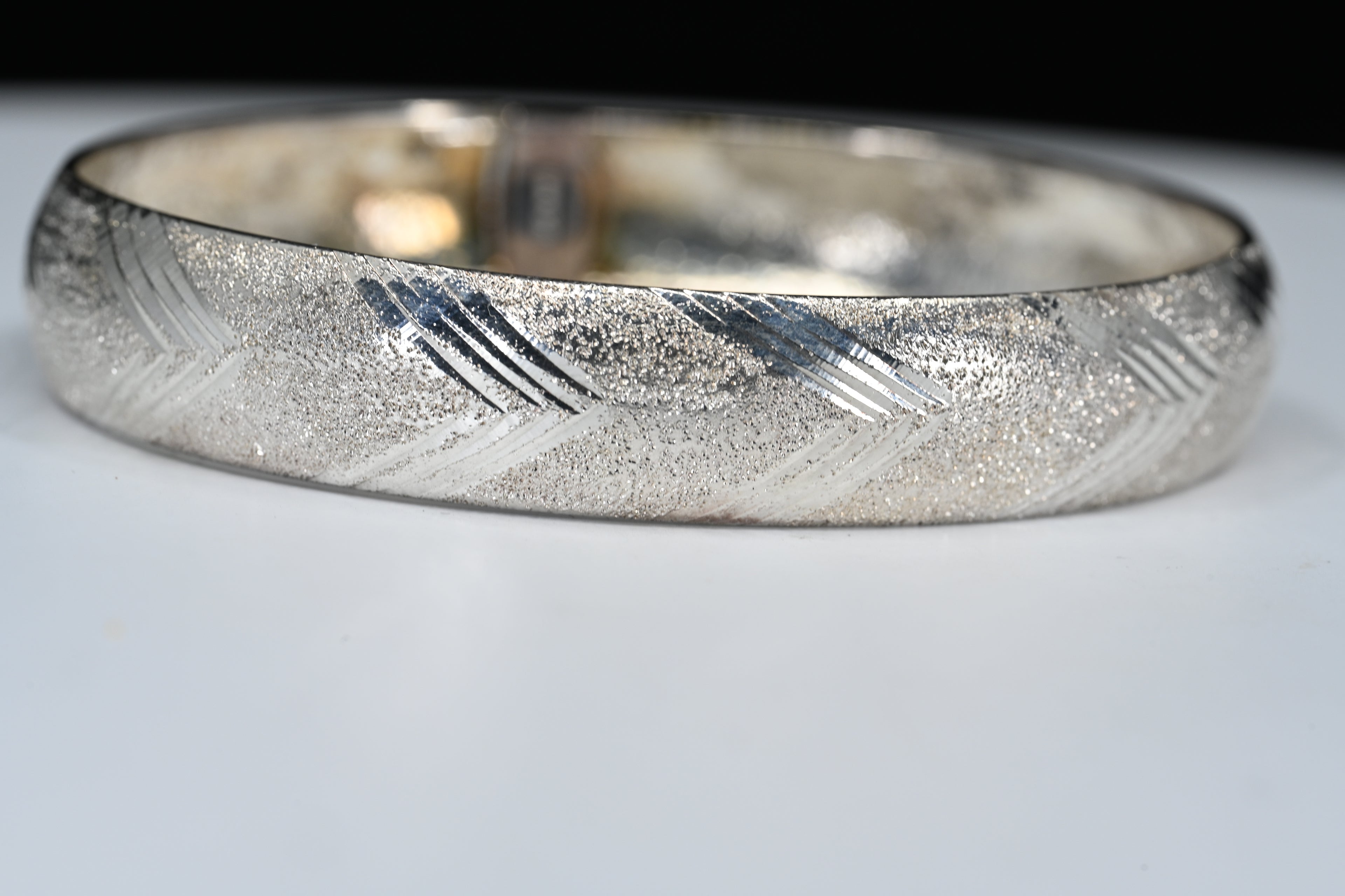 Sterling Silver Textured Hinged Bracelet