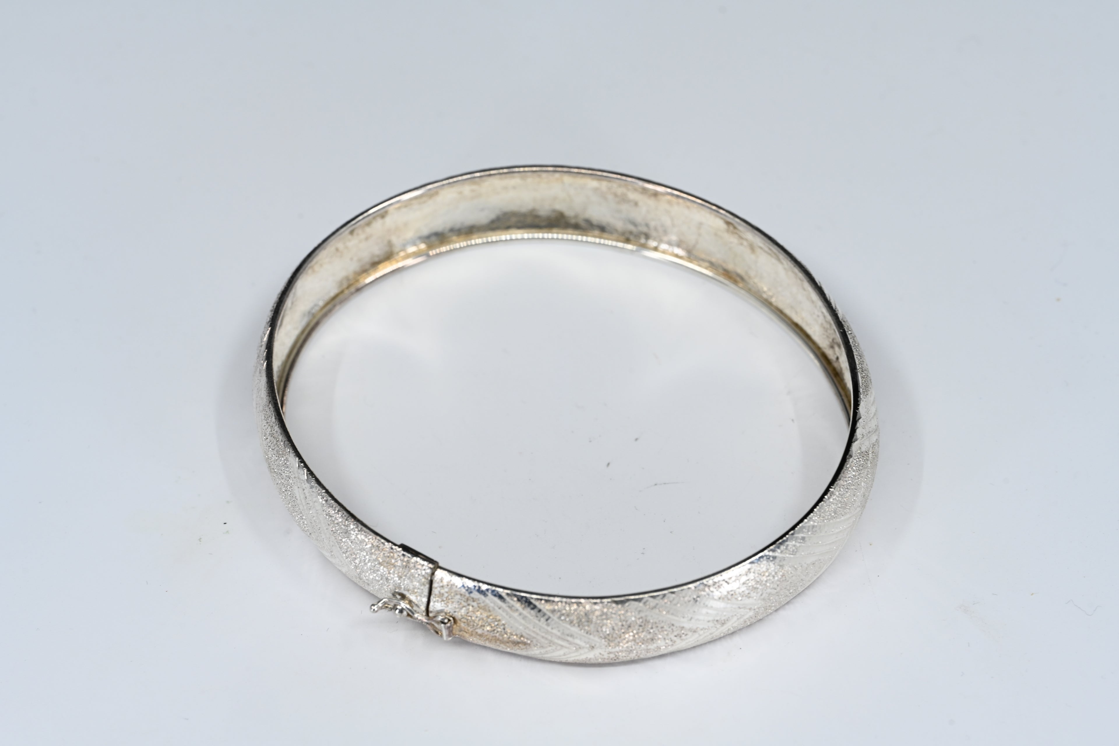Sterling Silver Textured Hinged Bracelet