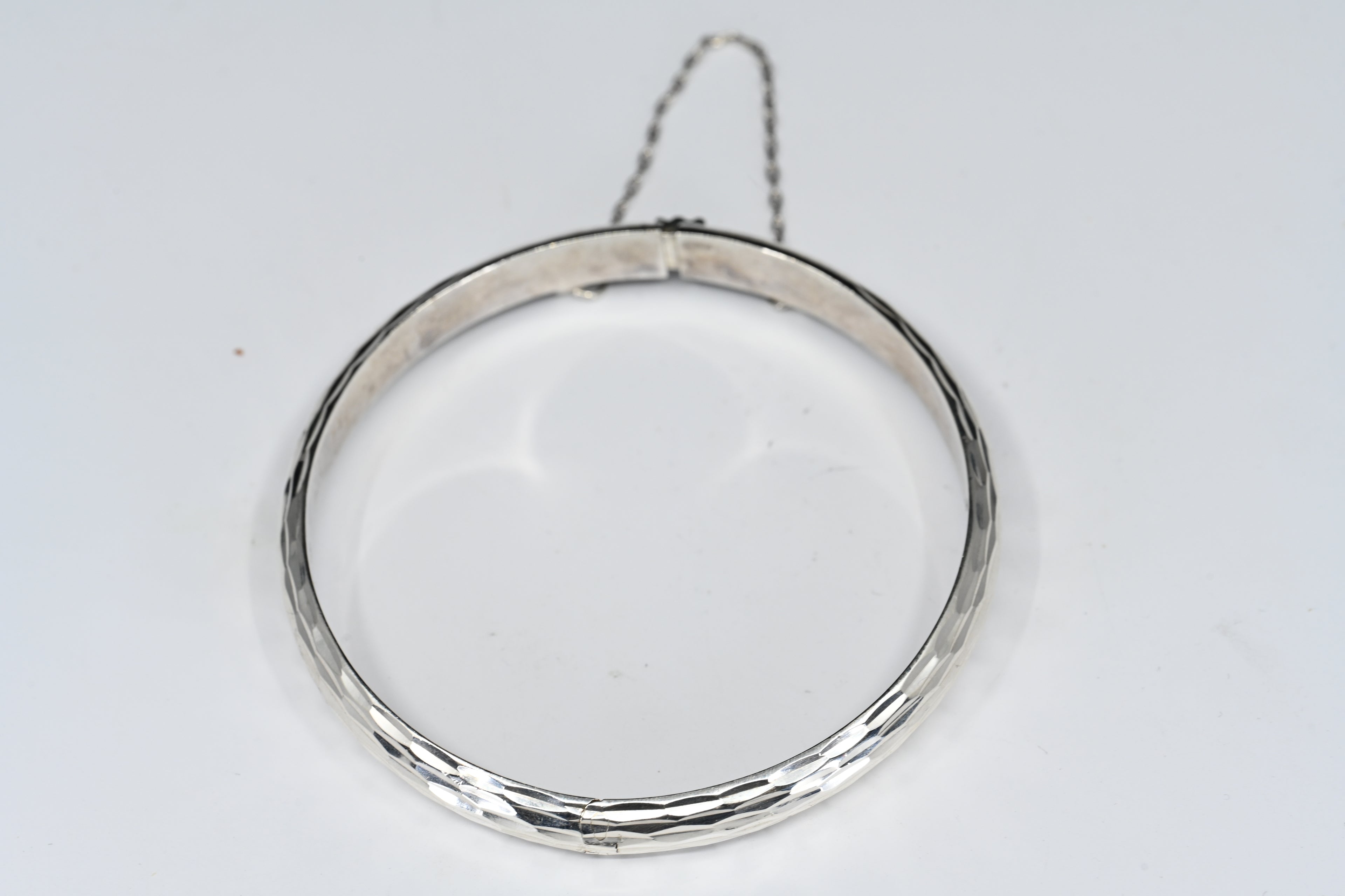 Sterling Silver Hammered Textured Hinged Bracelet