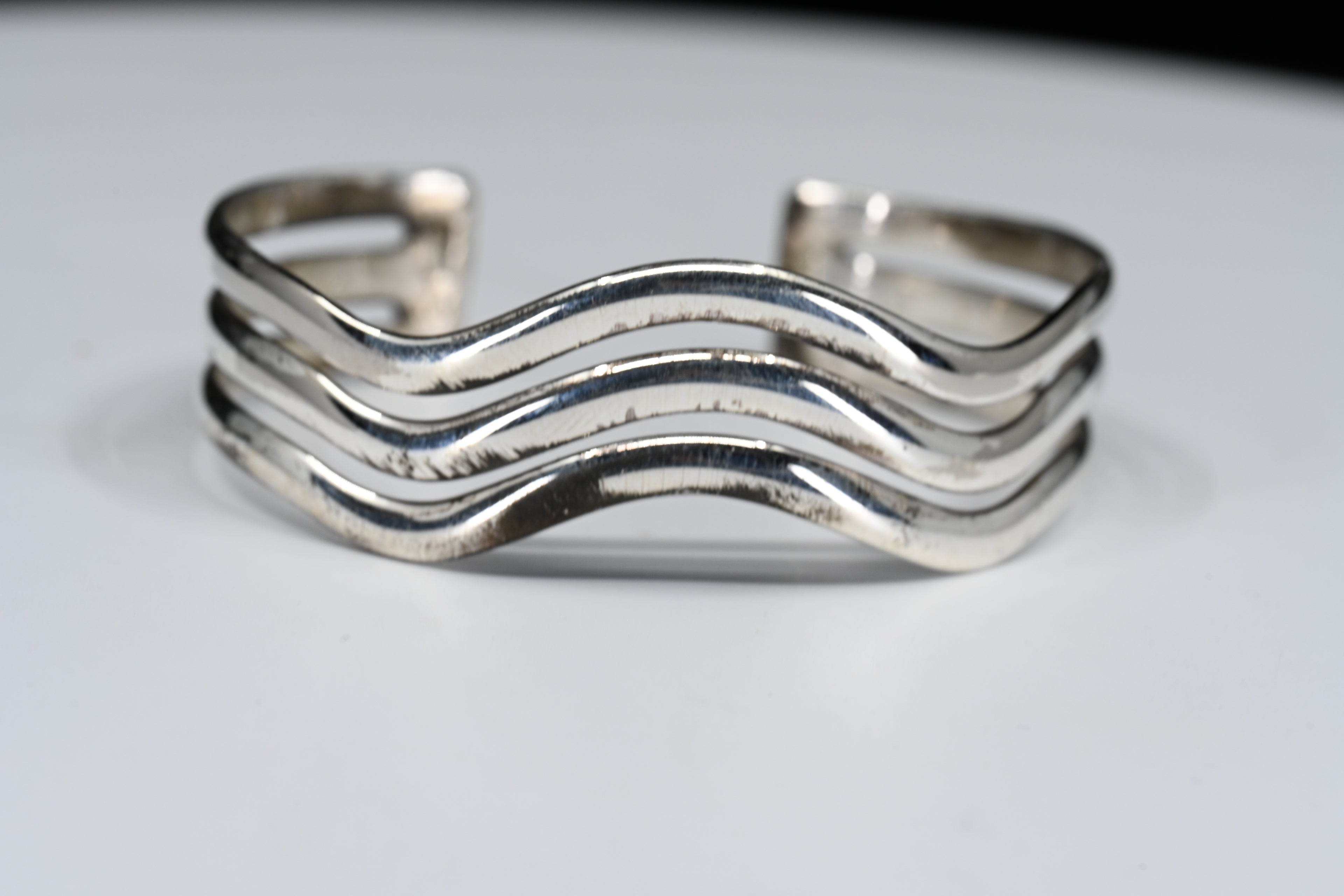 Sterling Silver Triple Wave Cuff Bracelet