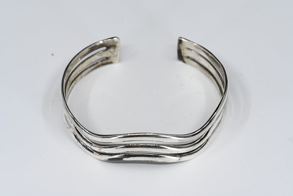 Sterling Silver Triple Wave Cuff Bracelet