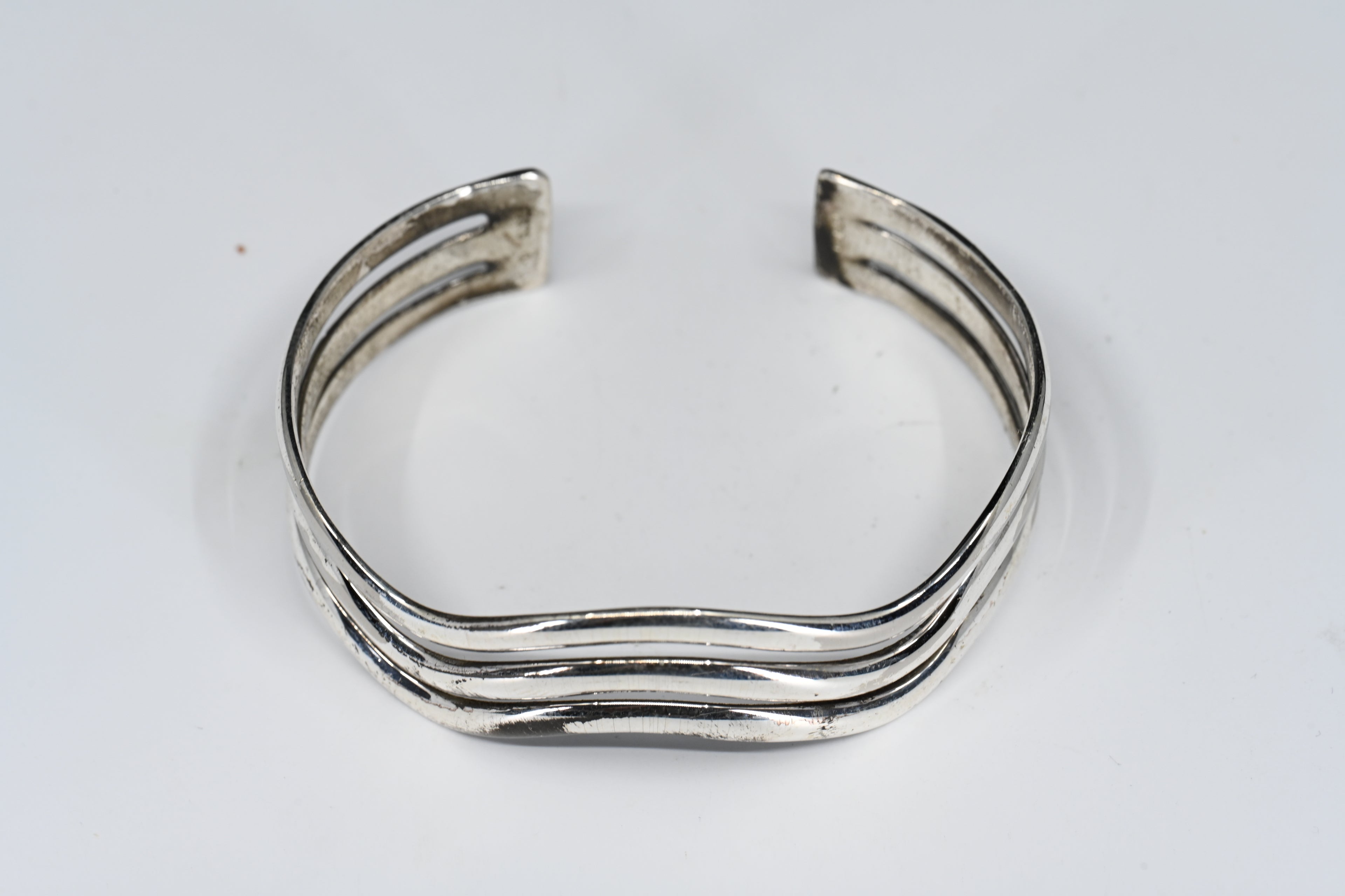 Sterling Silver Triple Wave Cuff Bracelet