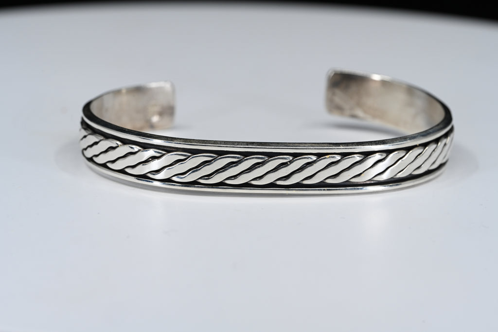 Sterling Silver Rope Design Cuff Bracelet