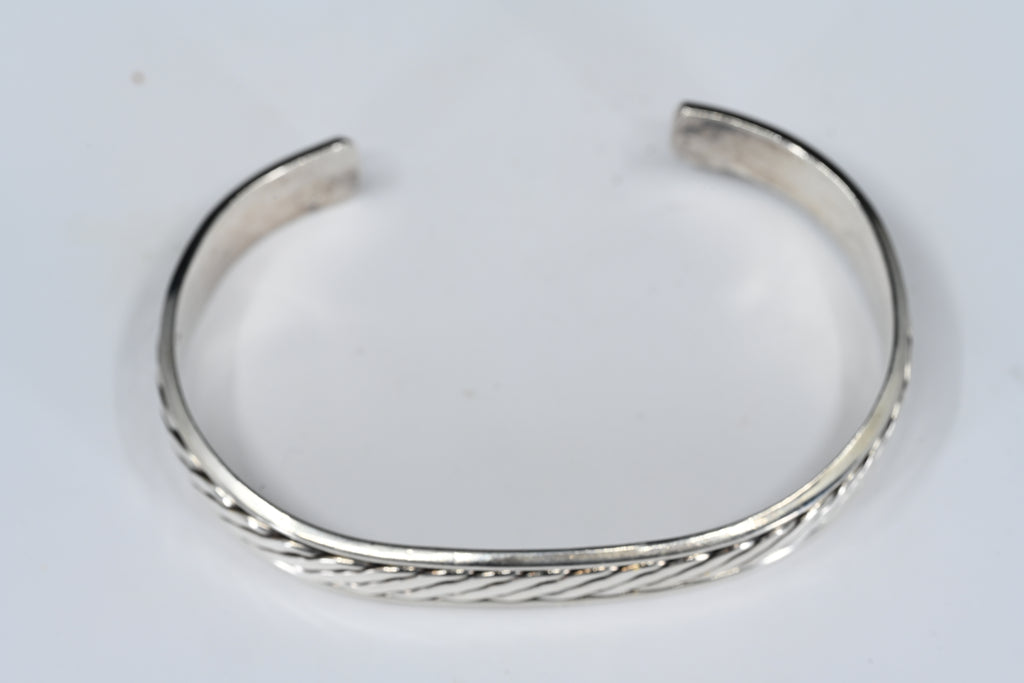 Sterling Silver Rope Design Cuff Bracelet