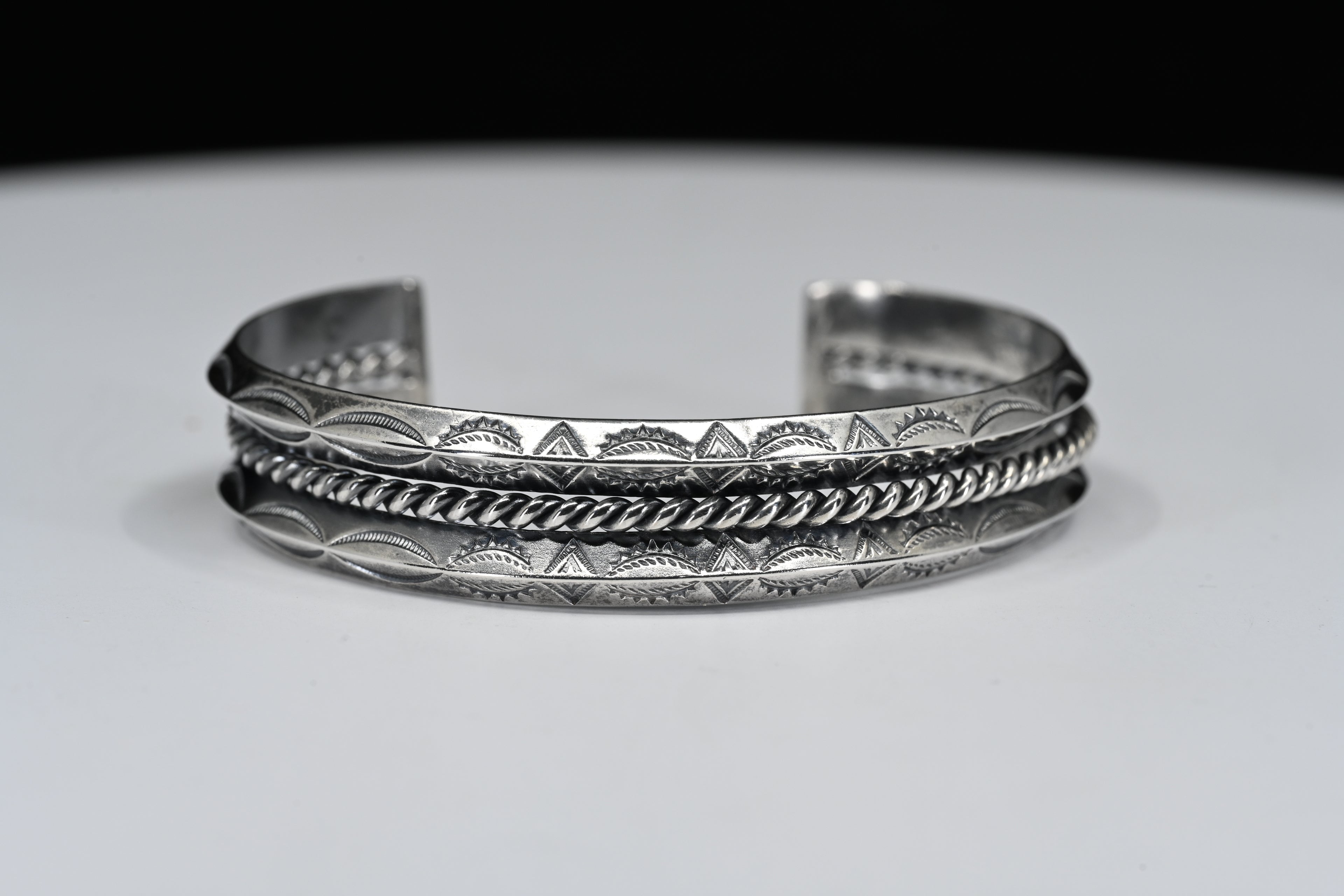 Sterling Silver Rope Floral Cuff Bracelet