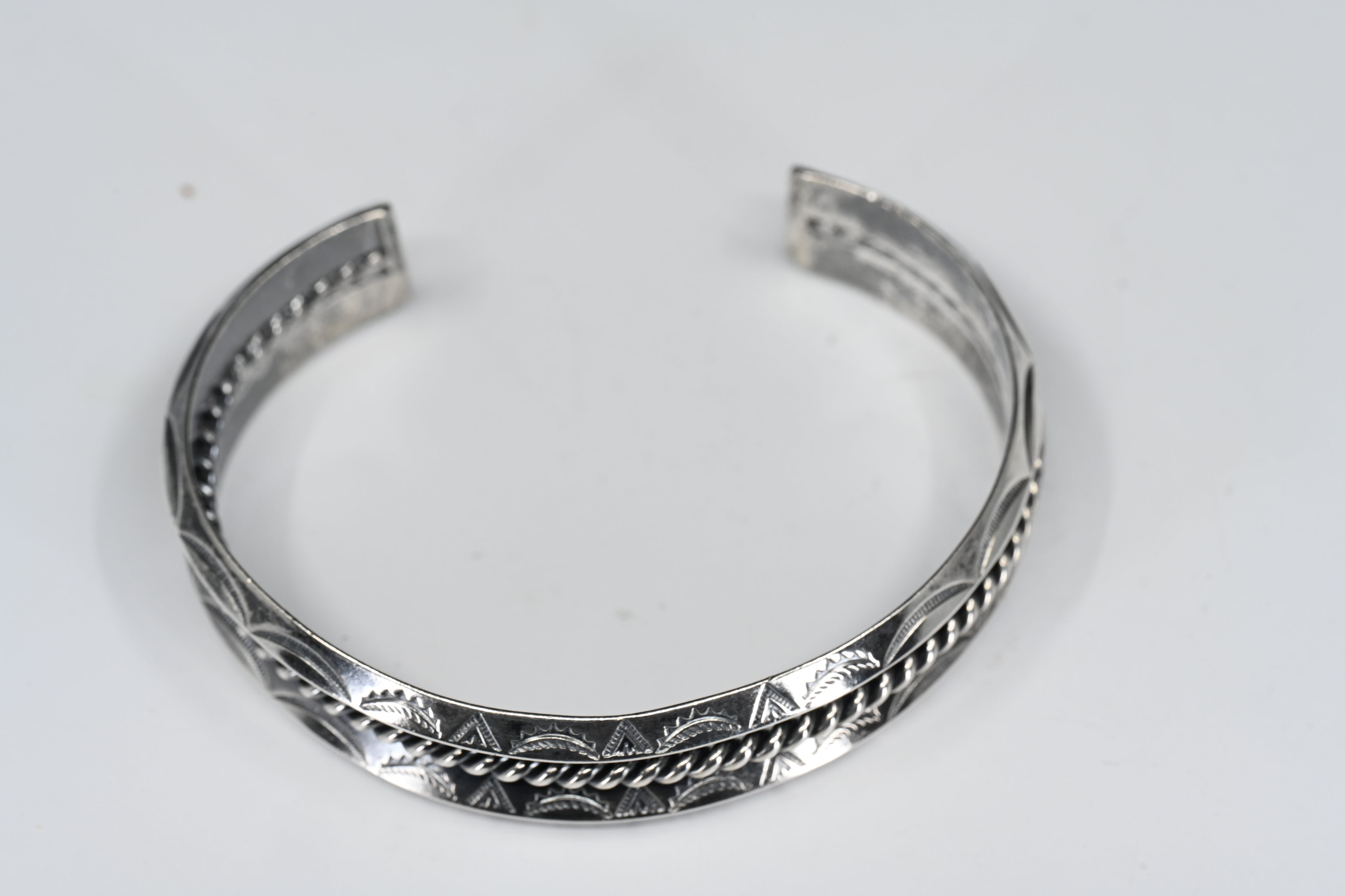 Sterling Silver Rope Floral Cuff Bracelet