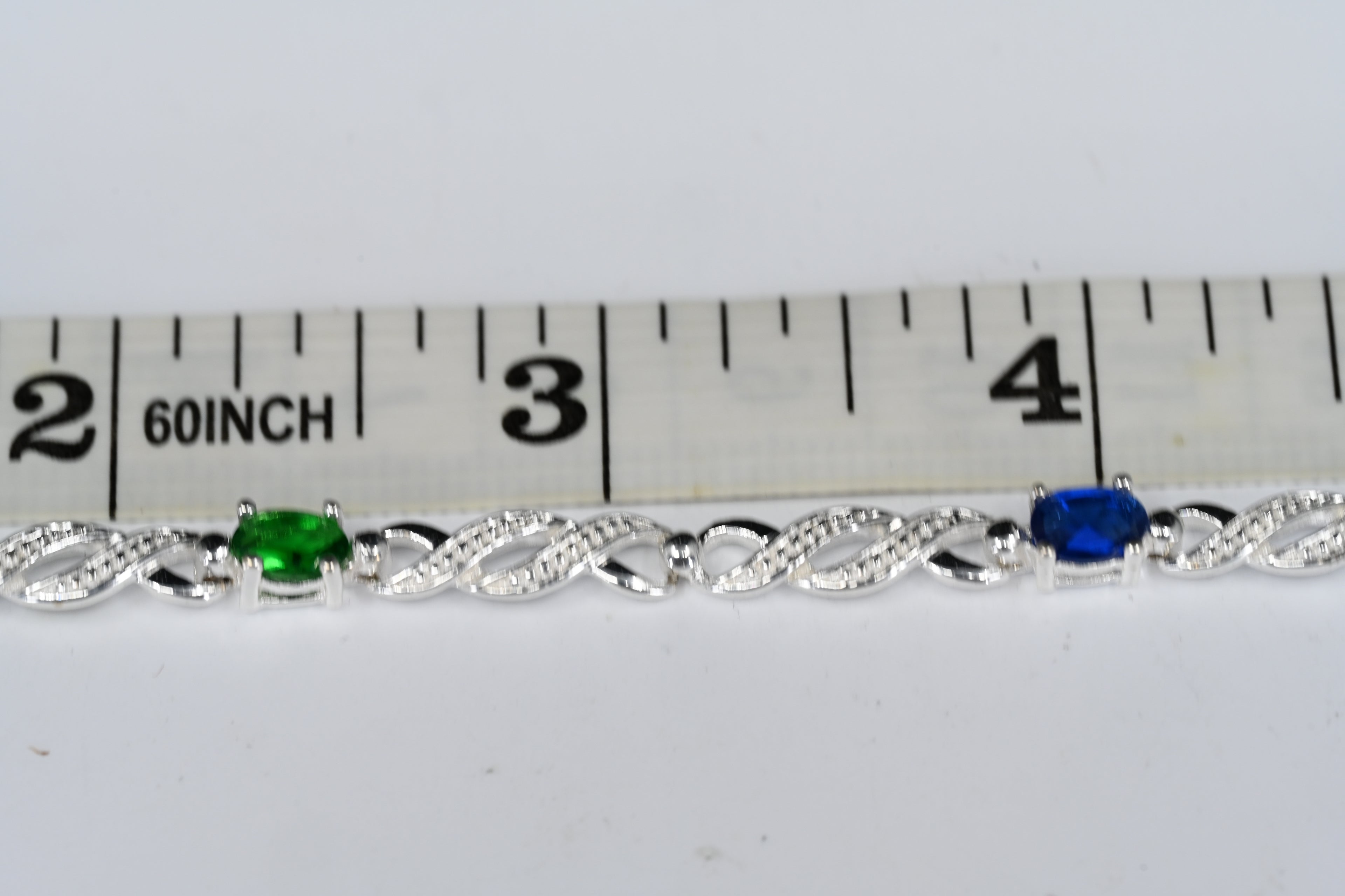 Sterling Silver Multi Colored Stones Box Clasp Bracelet