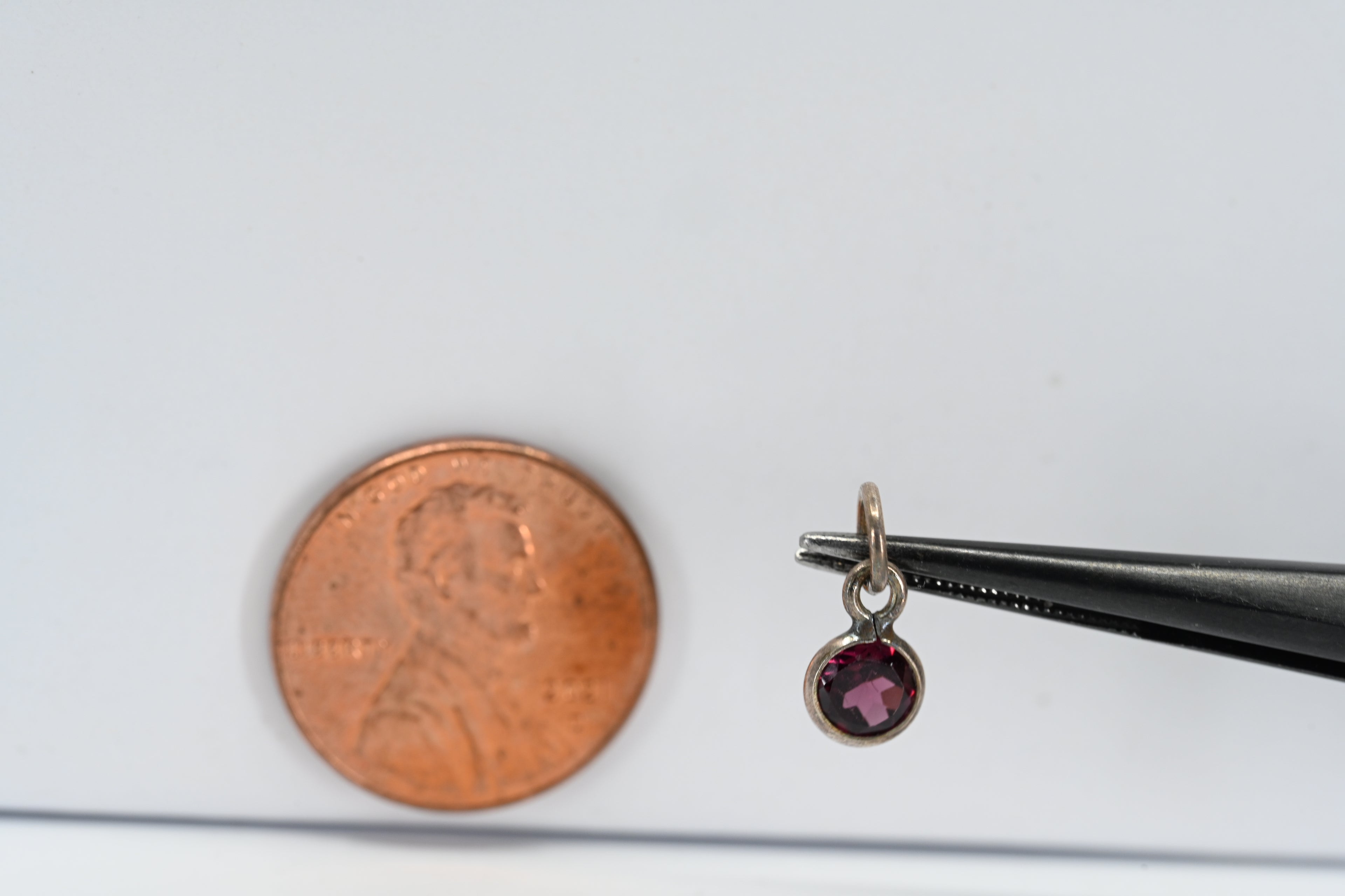 Sterling Silver Round Garnet Charm