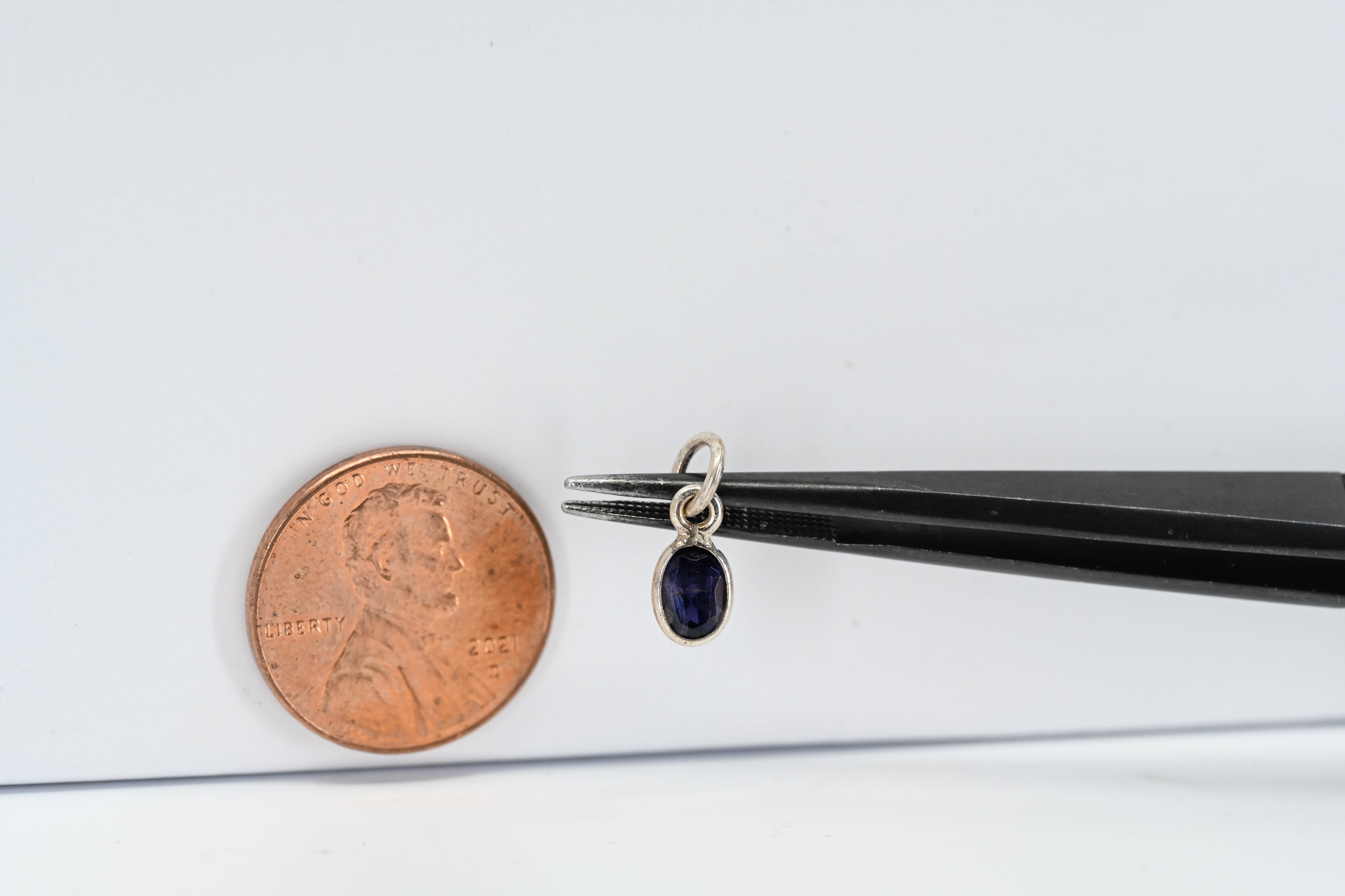 Sterling Silver Oval Iolite Charm