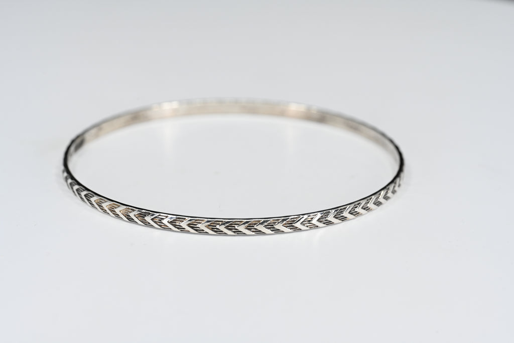 Sterling Silver Chevron Bangle Bracelet