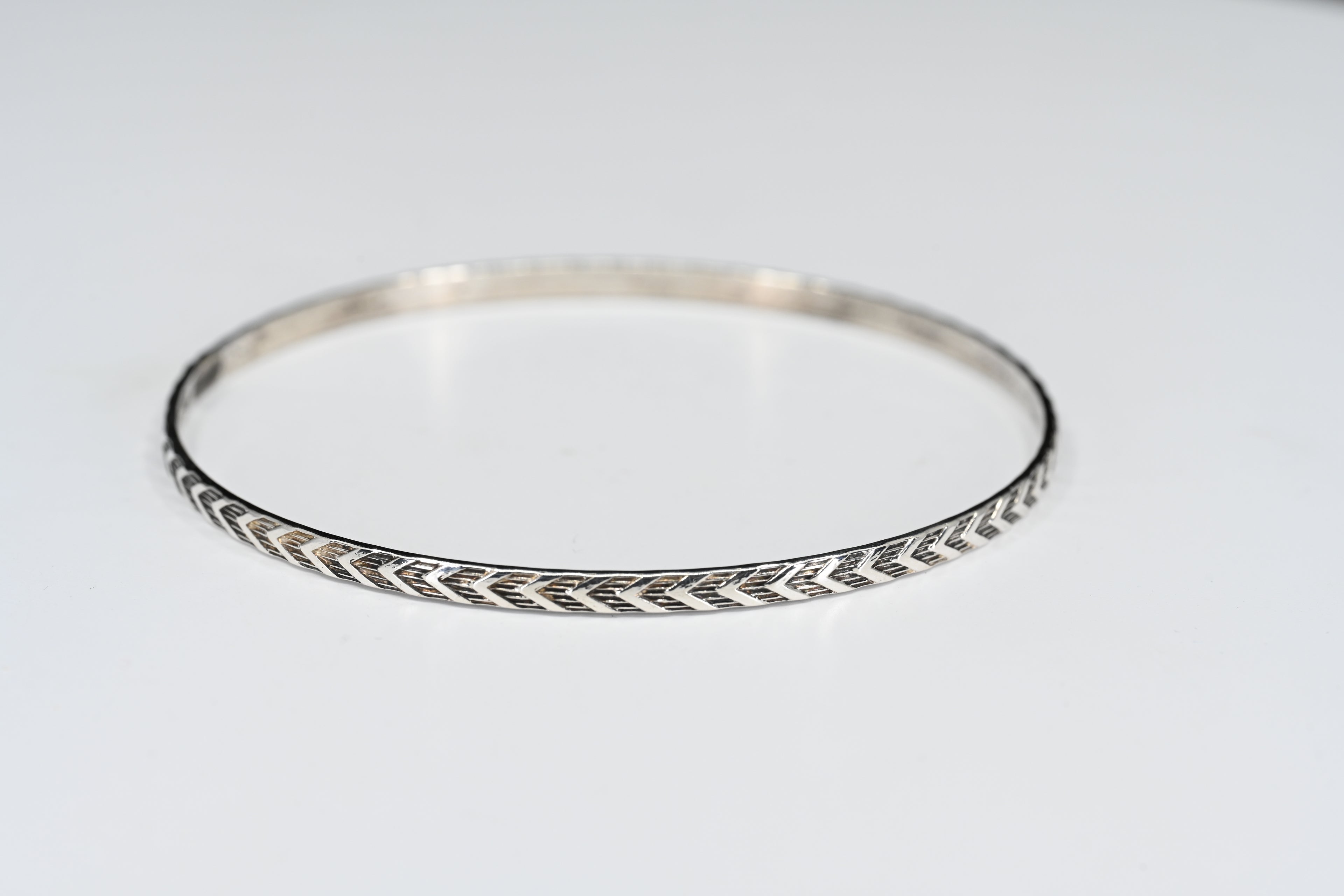 Sterling Silver Chevron Bangle Bracelet