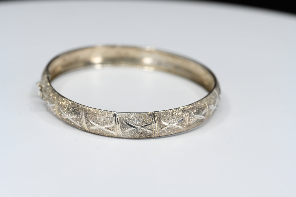 Sterling Silver Textured Bangle Bracelet