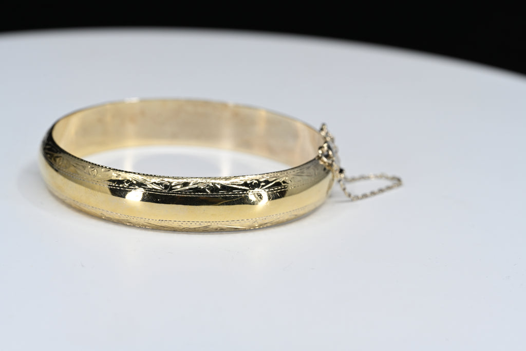Sterling Silver Gold-Tone Colored Floral Hinged Bracelet