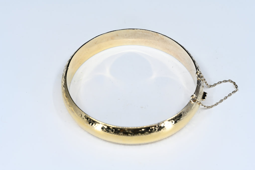 Sterling Silver Gold-Tone Colored Floral Hinged Bracelet
