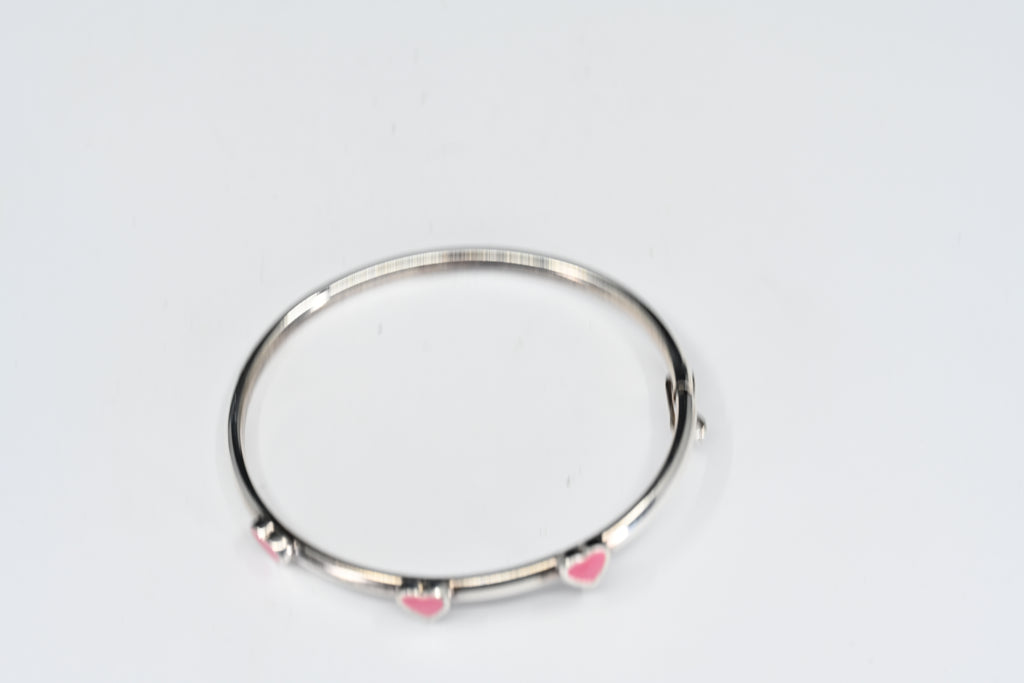 Sterling Silver Pink Heart Bracelet