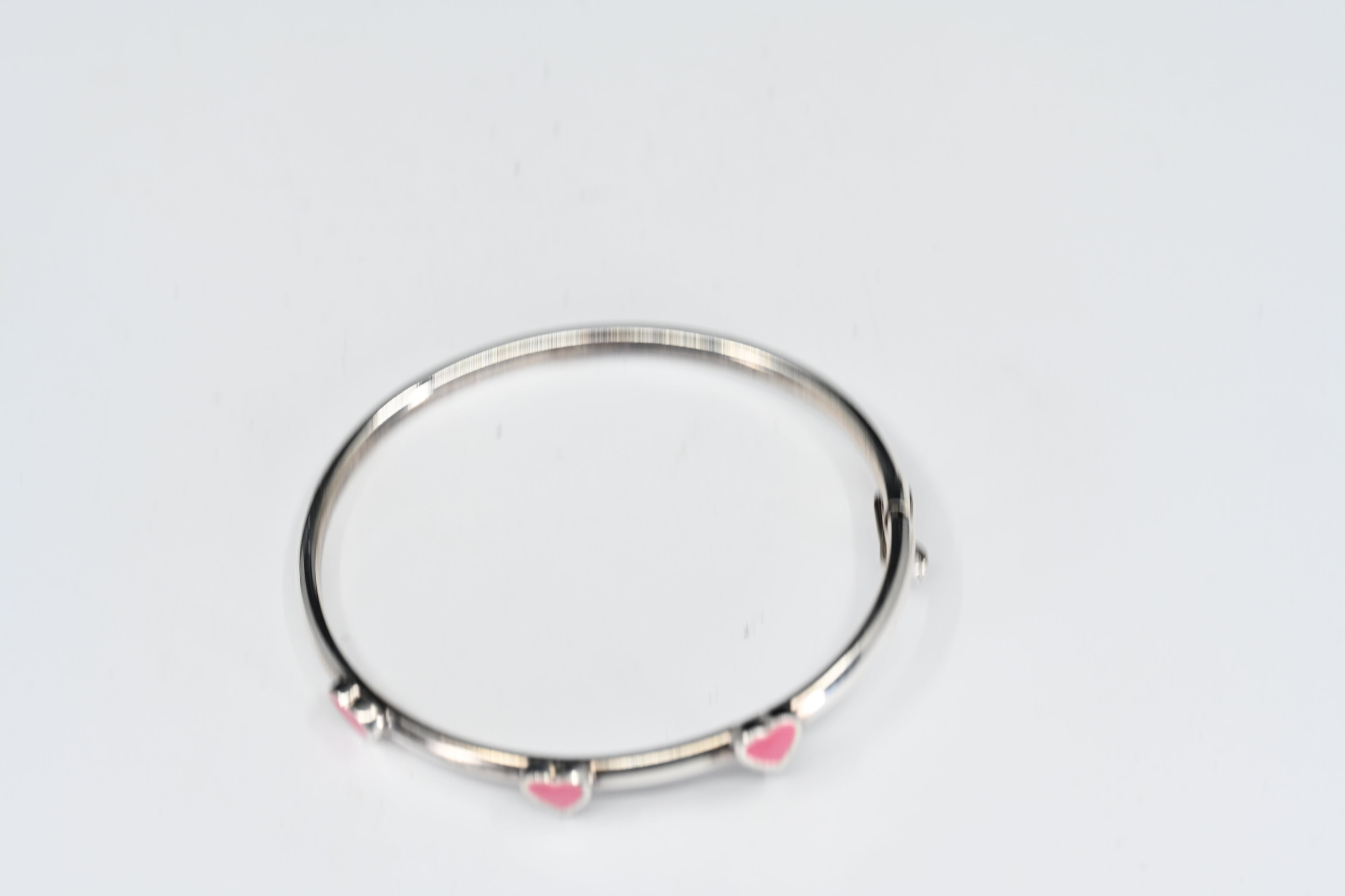Sterling Silver Pink Heart Bracelet
