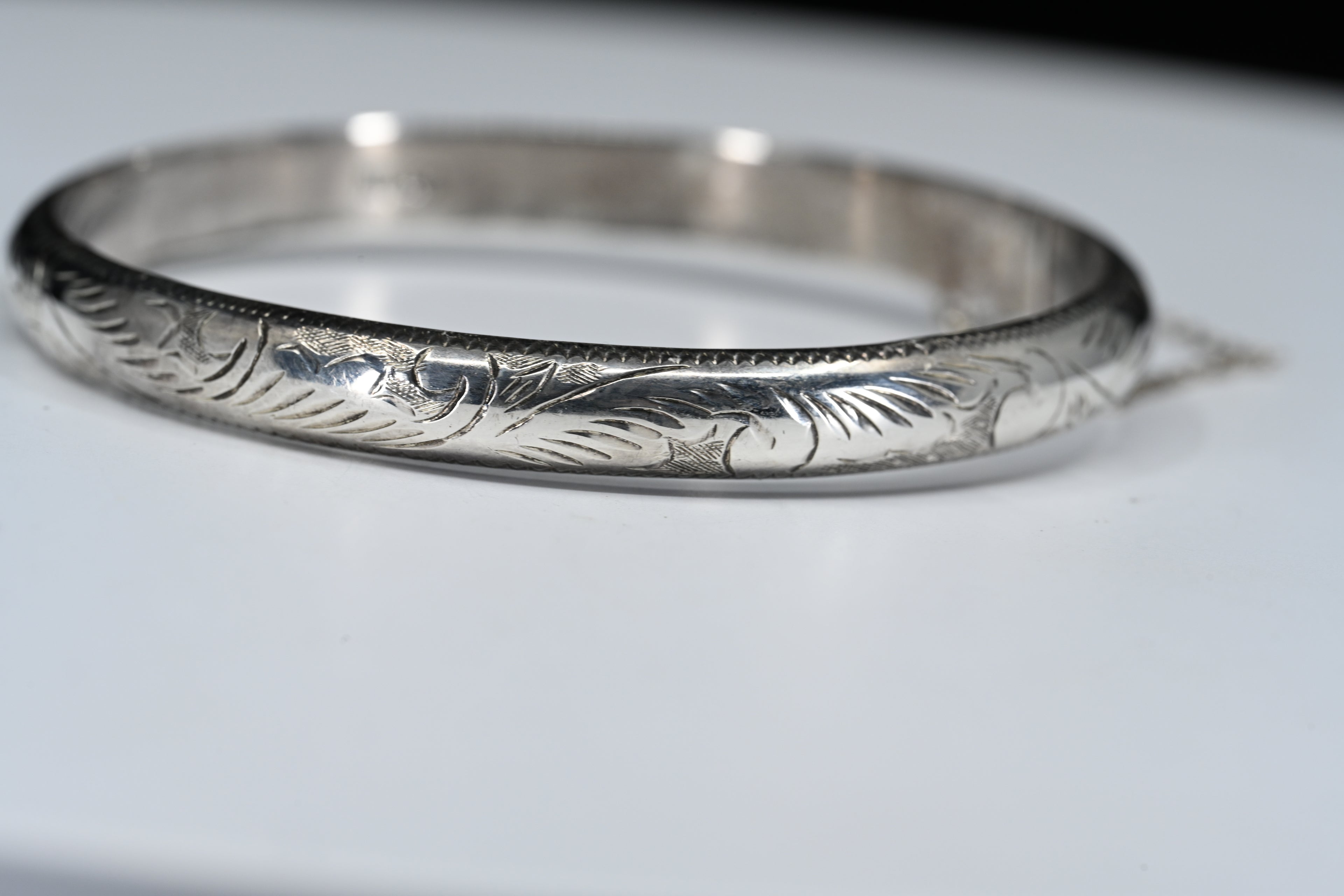 Sterling Silver Floral Hinged Bracelet