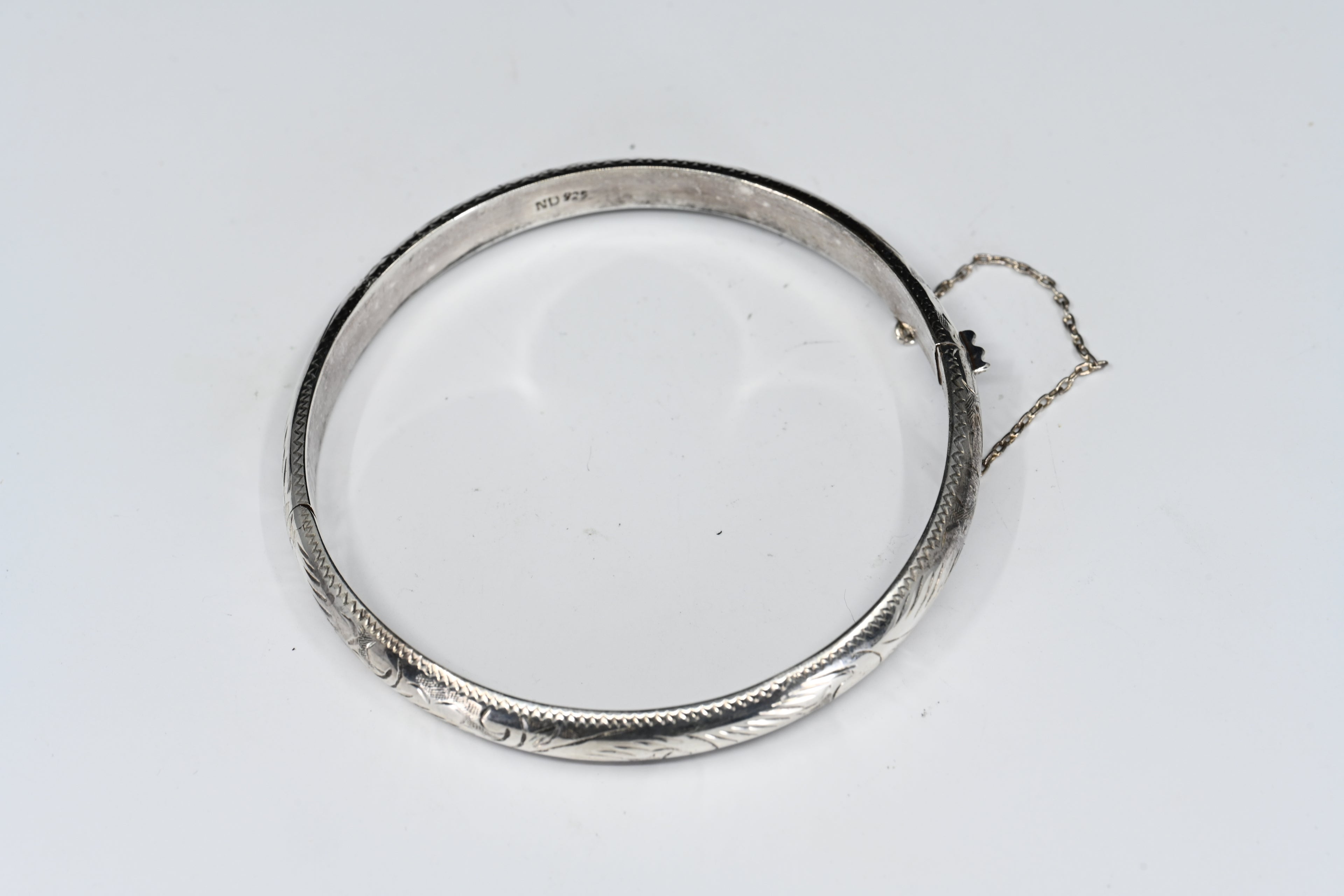 Sterling Silver Floral Hinged Bracelet