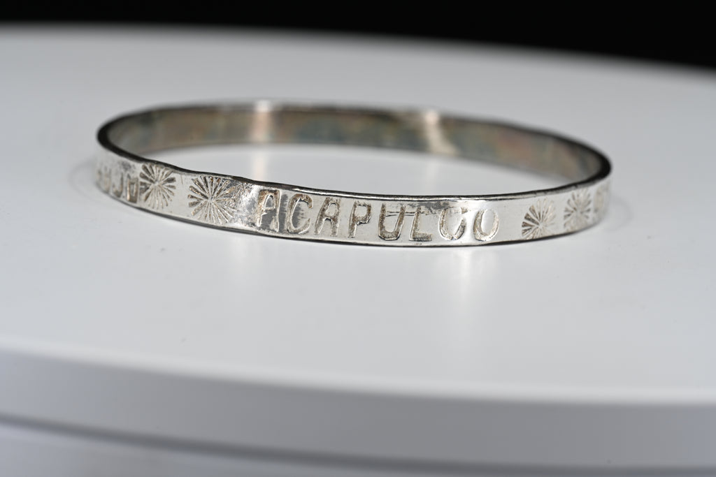 Sterling Silver  "ACAPULCO" and Stylized Star Bangle Bracelet