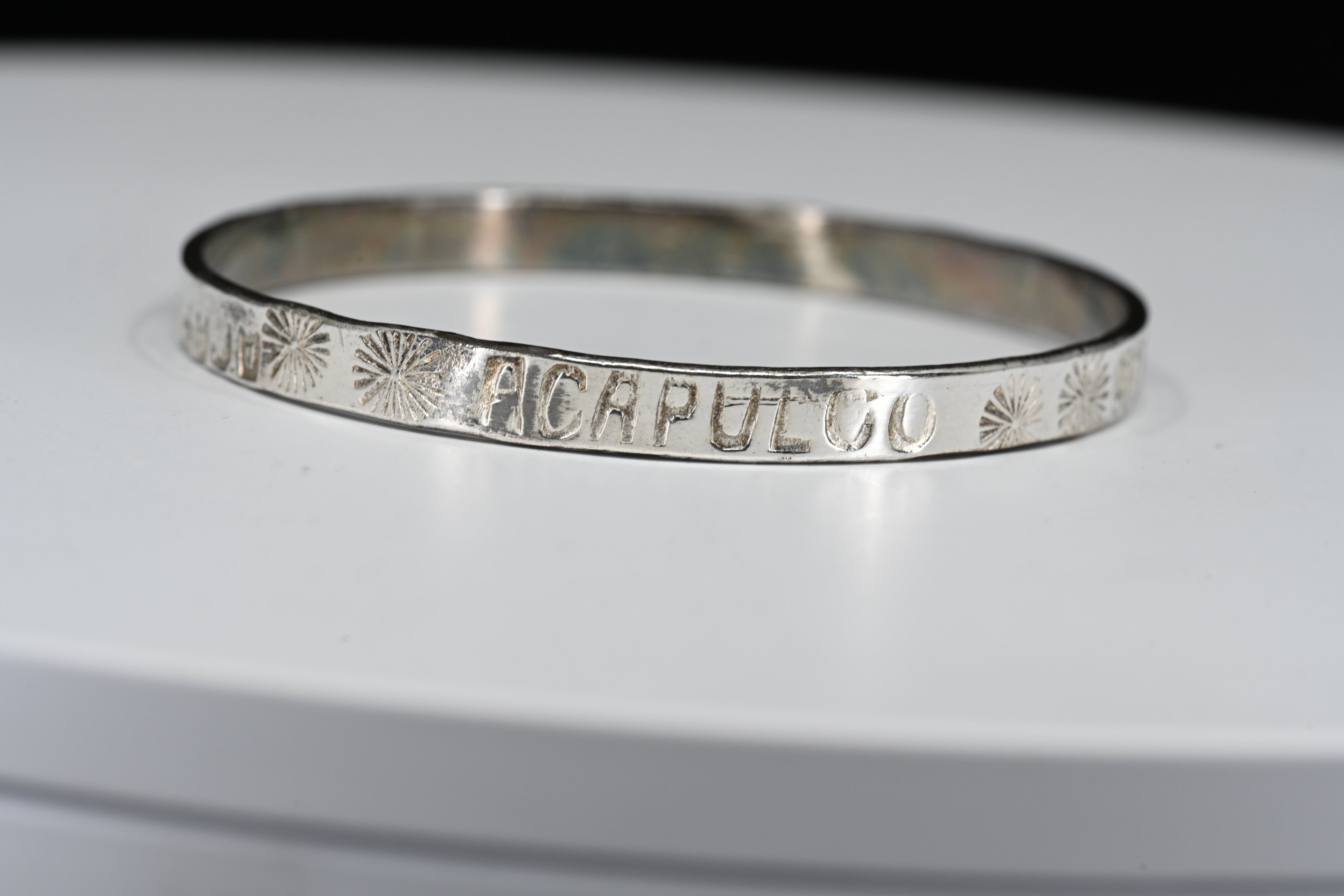 Sterling Silver  "ACAPULCO" and Stylized Star Bangle Bracelet